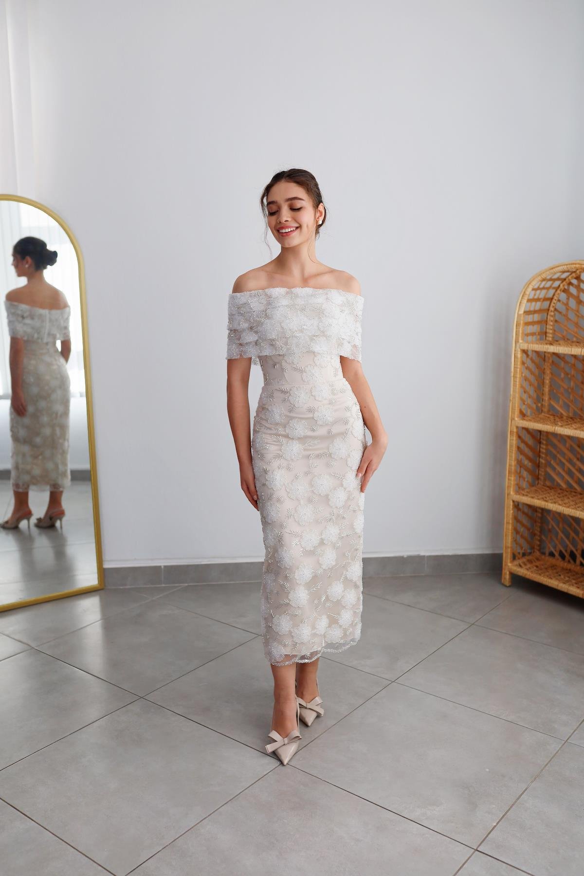 TheElsa | Custom Made Evening Dress | Marseille White Floral Special Design Lace Evening DressÖZEL ÜRETİM ELBİSEMarseille White Floral Special Design Lace Evening Dress