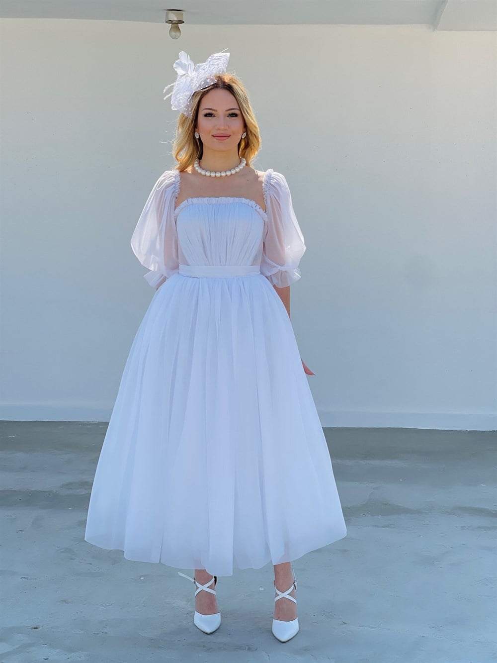 TheElsa | GİYİM | TAKI | Pera Beyaz Özel Tasarım Simli Tül Nikah ElbisesiELBİSEPera Beyaz Özel Tasarım Simli Tül Nikah Elbisesi
