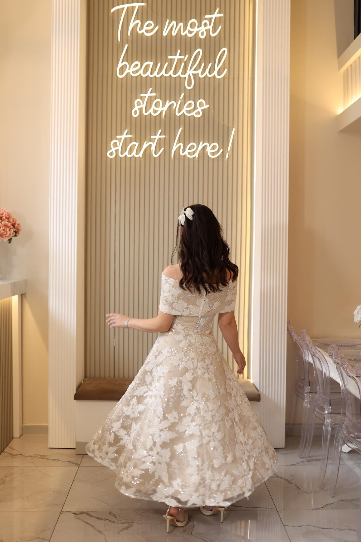 TheElsa | PRENSES ARES BEYAZBEYAZ DANTEL ELBİSELERPrenses Ares Beyaz Çiçekli Özel Tasarım Dantel Nişan Nikah Elbise