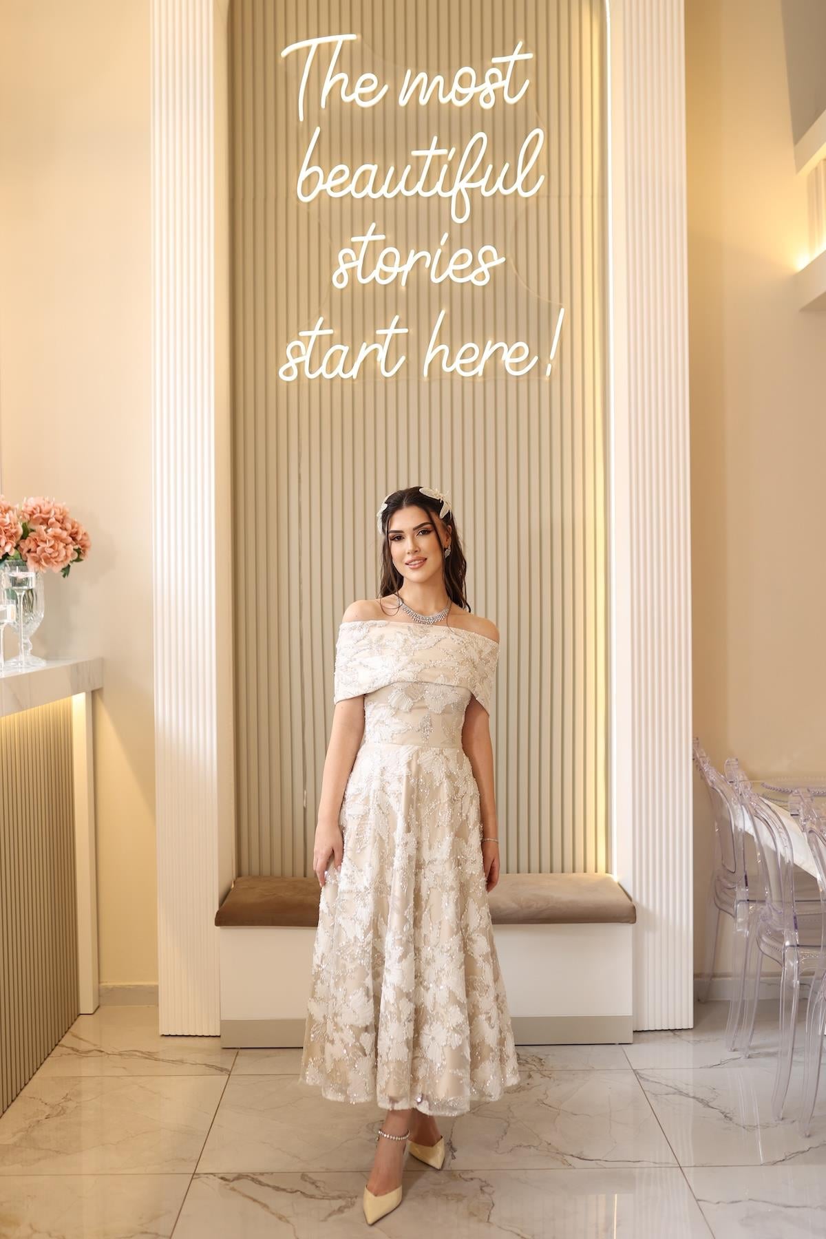 TheElsa | PRENSES ARES BEYAZBEYAZ DANTEL ELBİSELERPrenses Ares Beyaz Çiçekli Özel Tasarım Dantel Nişan Nikah Elbise