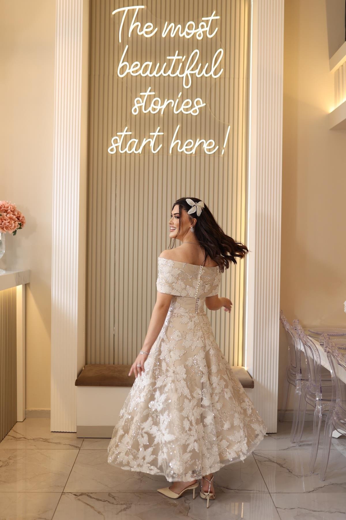TheElsa | PRENSES ARES BEYAZBEYAZ DANTEL ELBİSELERPrenses Ares Beyaz Çiçekli Özel Tasarım Dantel Nişan Nikah Elbise