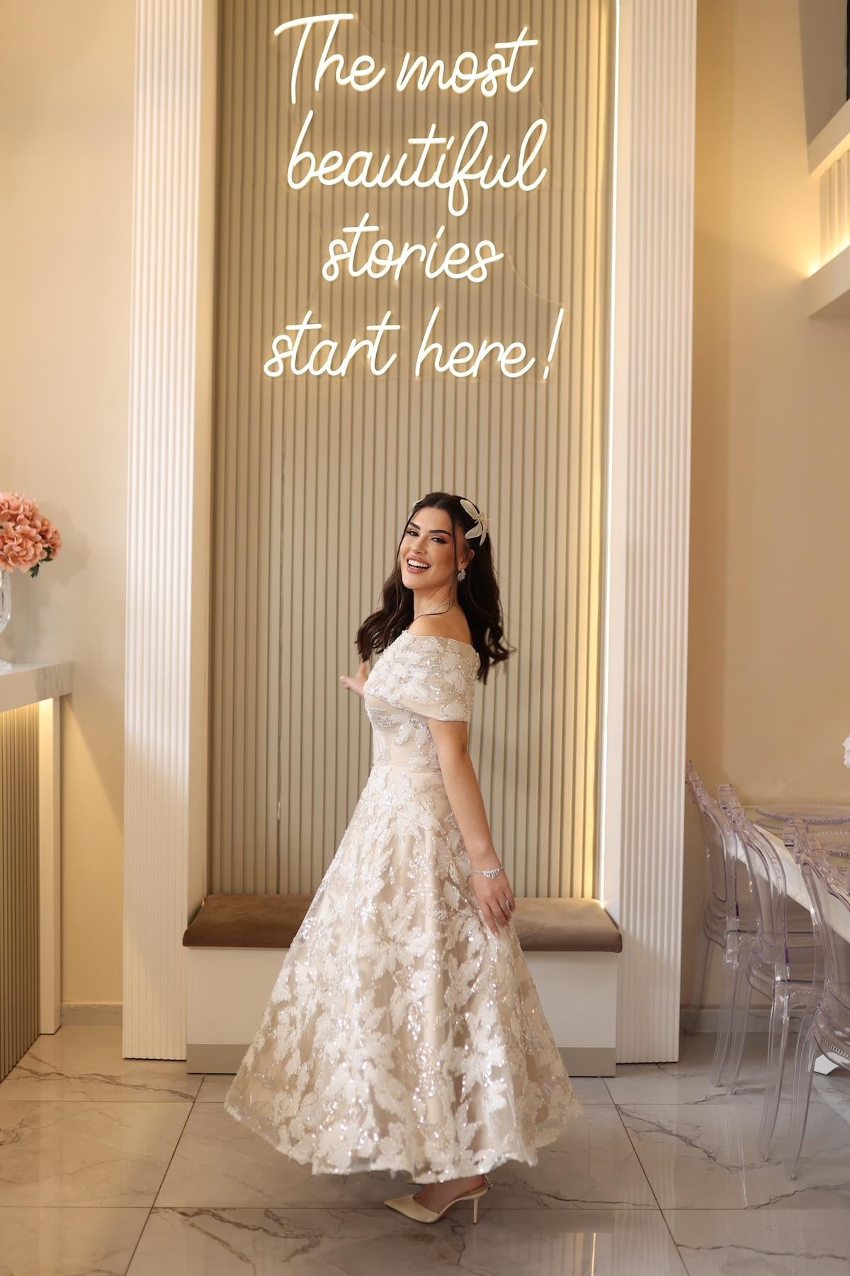 TheElsa | PRENSES ARES BEYAZBEYAZ DANTEL ELBİSELERPrenses Ares Beyaz Çiçekli Özel Tasarım Dantel Nişan Nikah Elbise