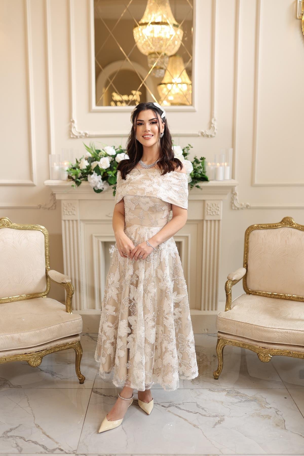 TheElsa | PRENSES ARES BEYAZBEYAZ DANTEL ELBİSELERPrenses Ares Beyaz Çiçekli Özel Tasarım Dantel Nişan Nikah Elbise