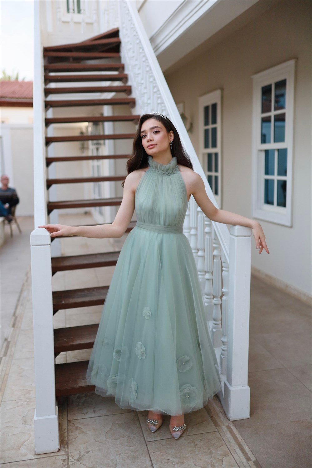 TheElsa | GİYİM | TAKI | Rose Su Yeşili Özel Tasarım Tül AbiyeELBİSERose Su Yeşili Özel Tasarım Tül Abiye
