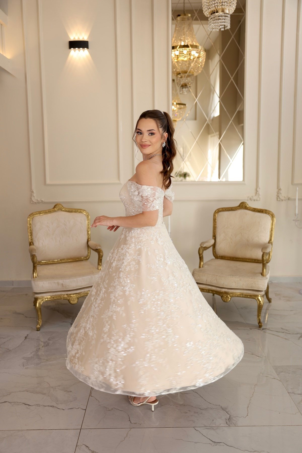 TheElsa | Sorella Bej Beyaz PrensesBEYAZ DANTEL ELBİSELERSorella Bej Beyaz Prenses Dantel Nişan Elbise