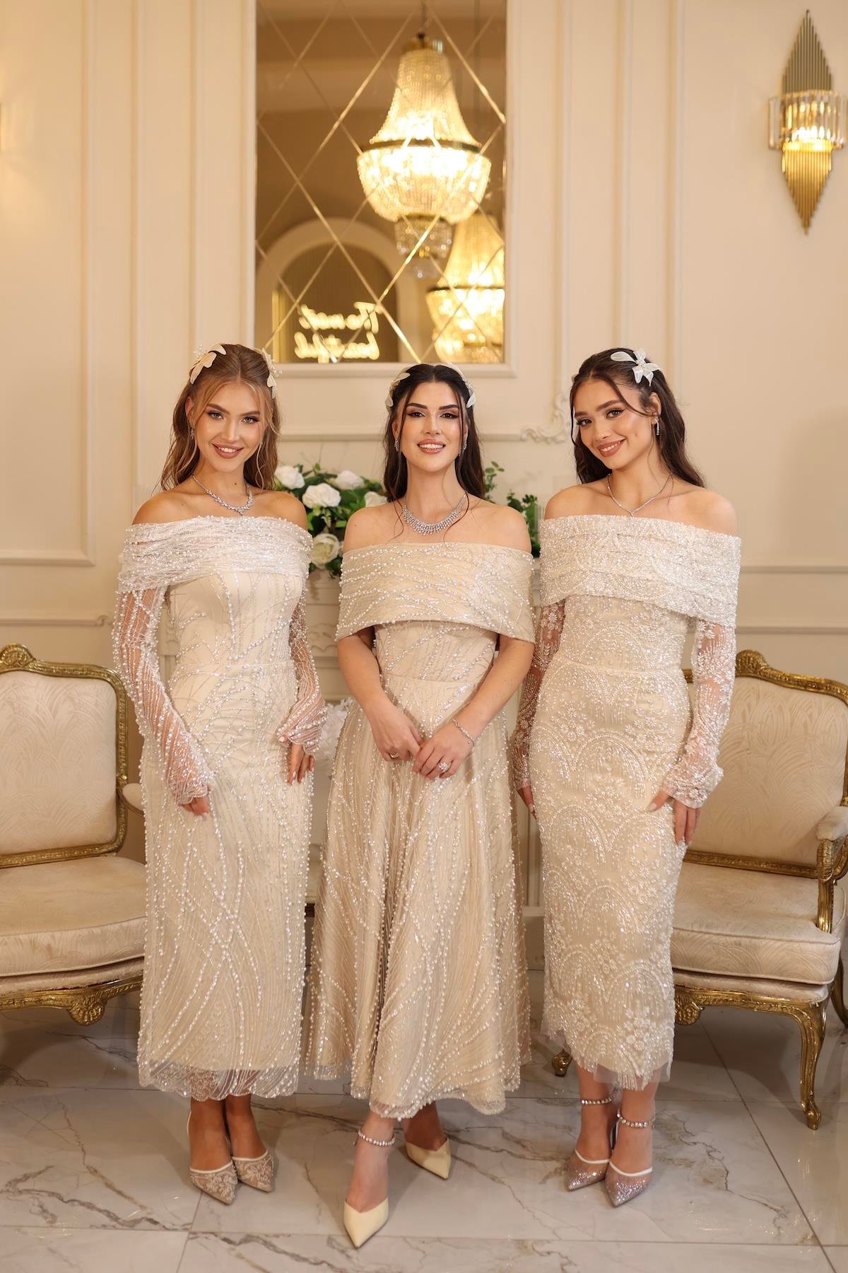 TheElsa | TIARA KALEM BEYAZ DANTEL ELBİSELERTiara İnci Kalem Beyaz Dantel Nişan Nikah Elbise