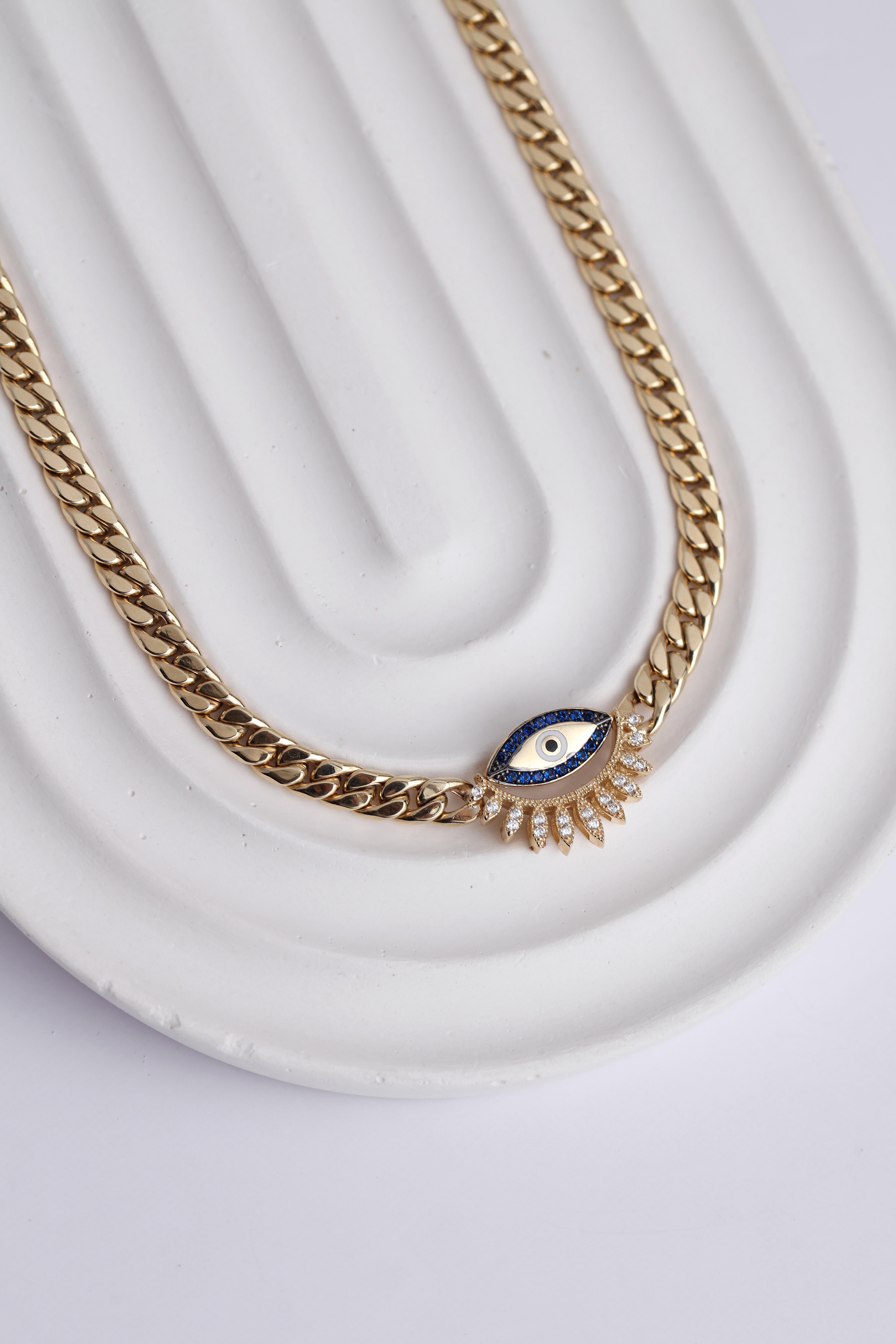  14 Ayar Altın Göz Detay Kolye