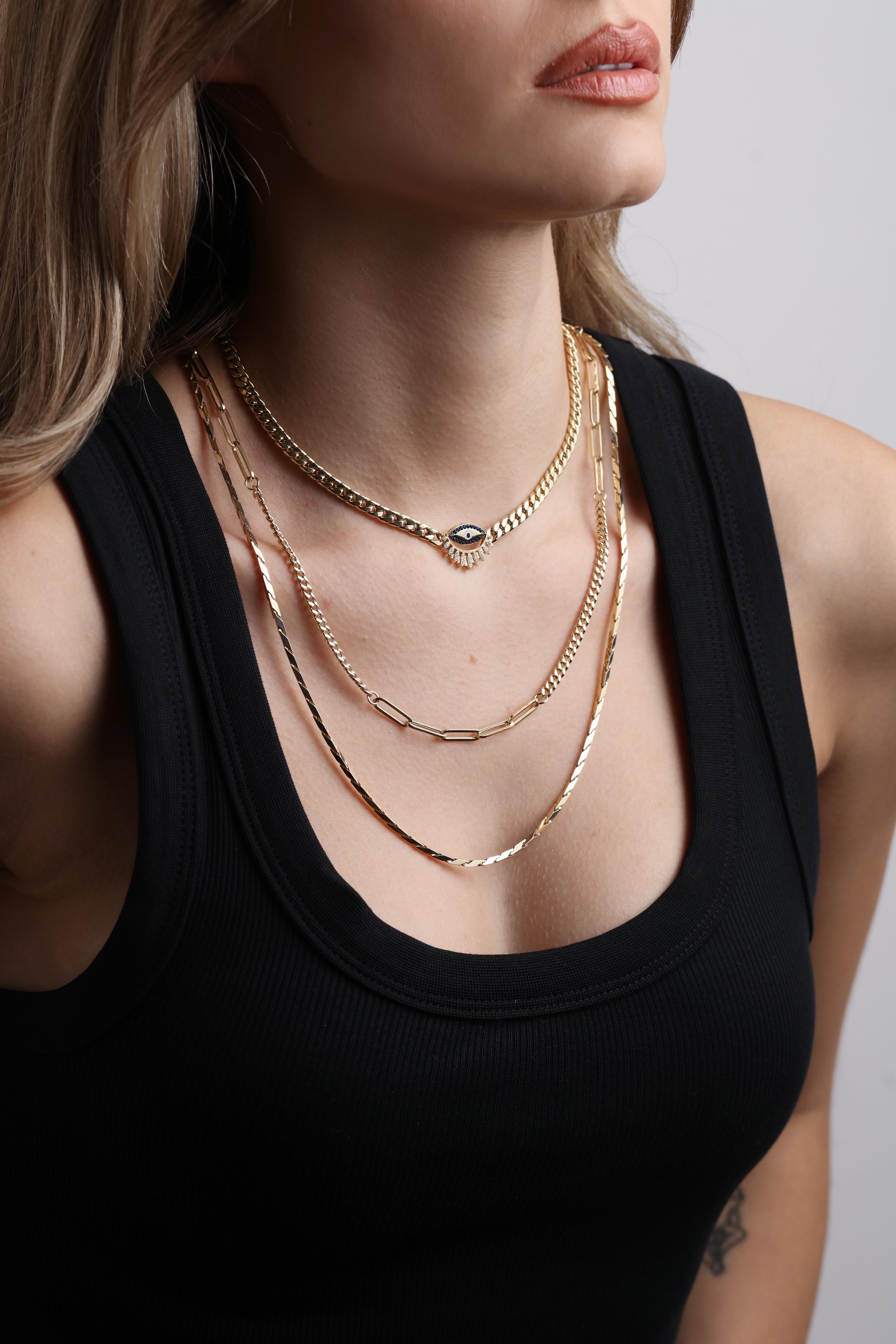  14 Ayar Altın Göz Detay Kolye