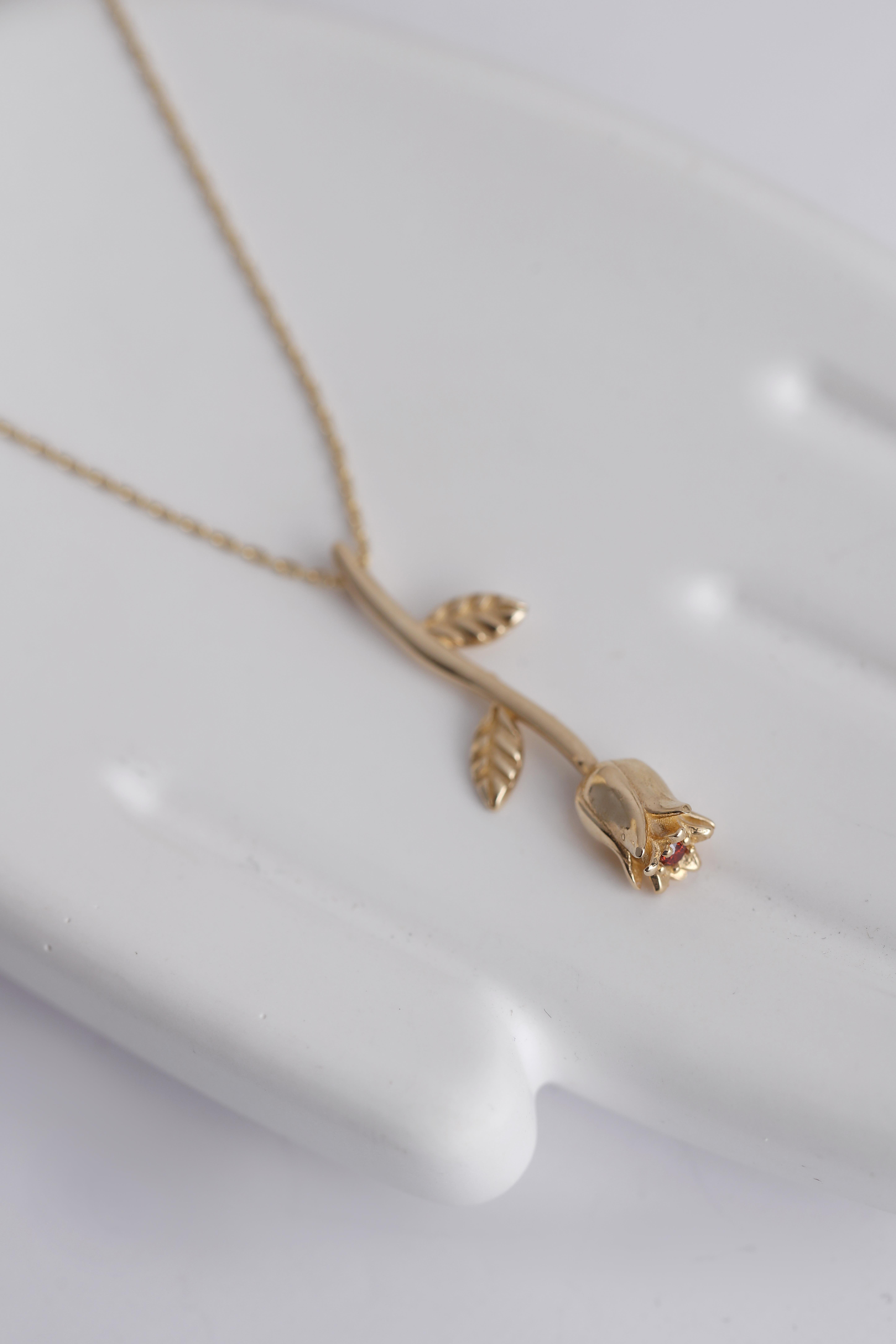  14 Ayar Altın Gül Detay Kolye