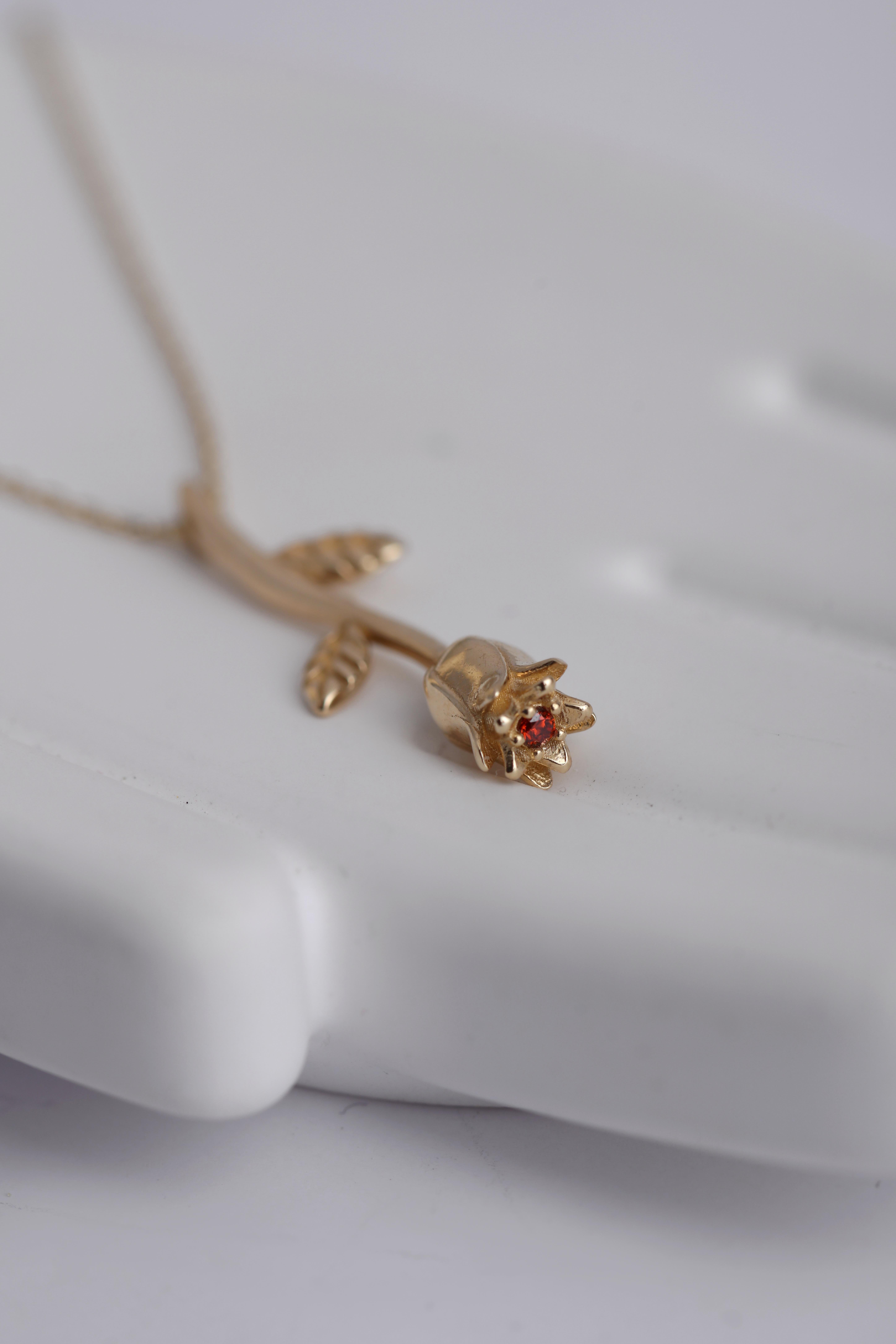  14 Ayar Altın Gül Detay Kolye