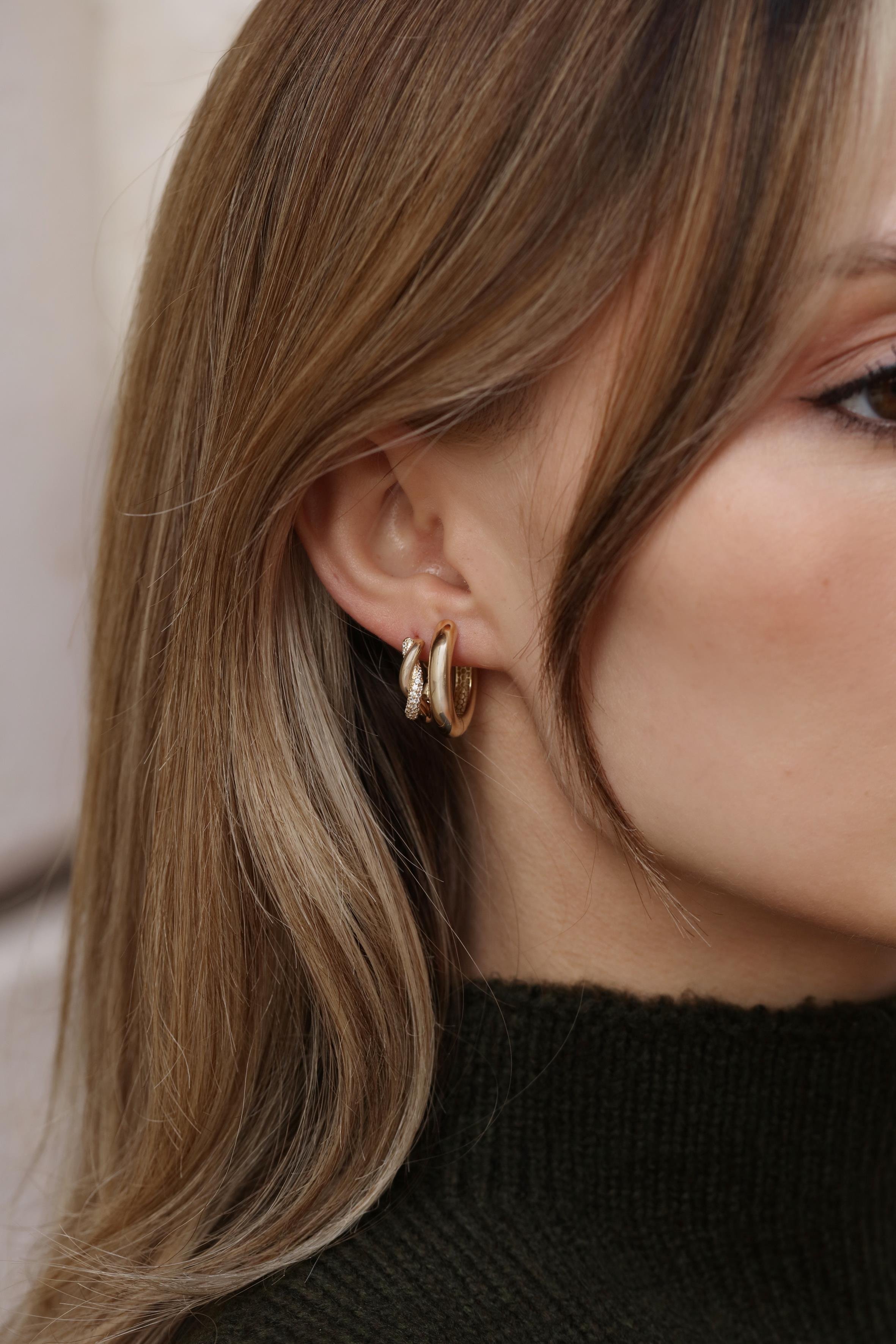  14 Ayar Altın Halka Küpe