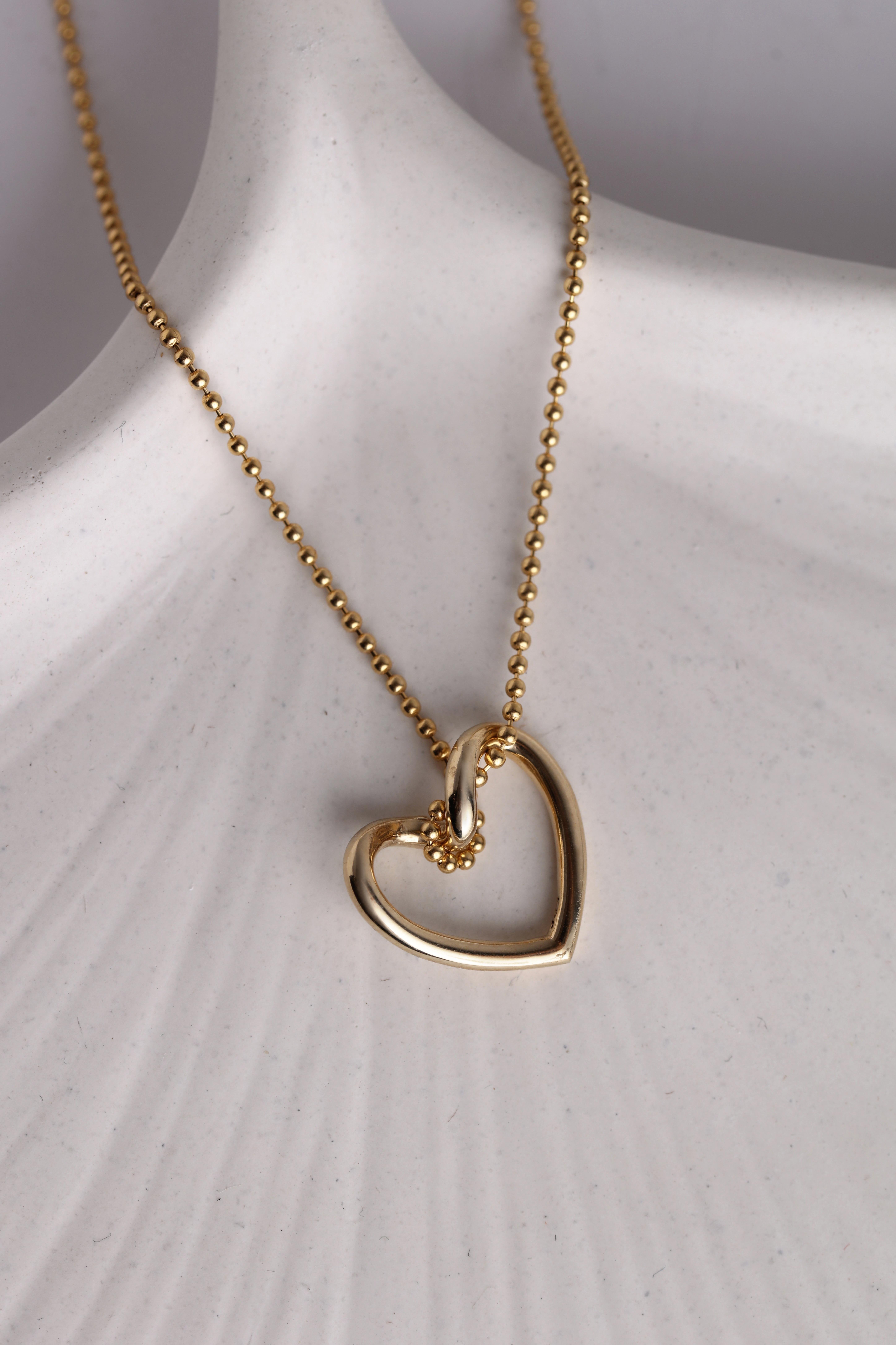  14 Ayar Altın İçi Boş Kalp Kolye Ucu