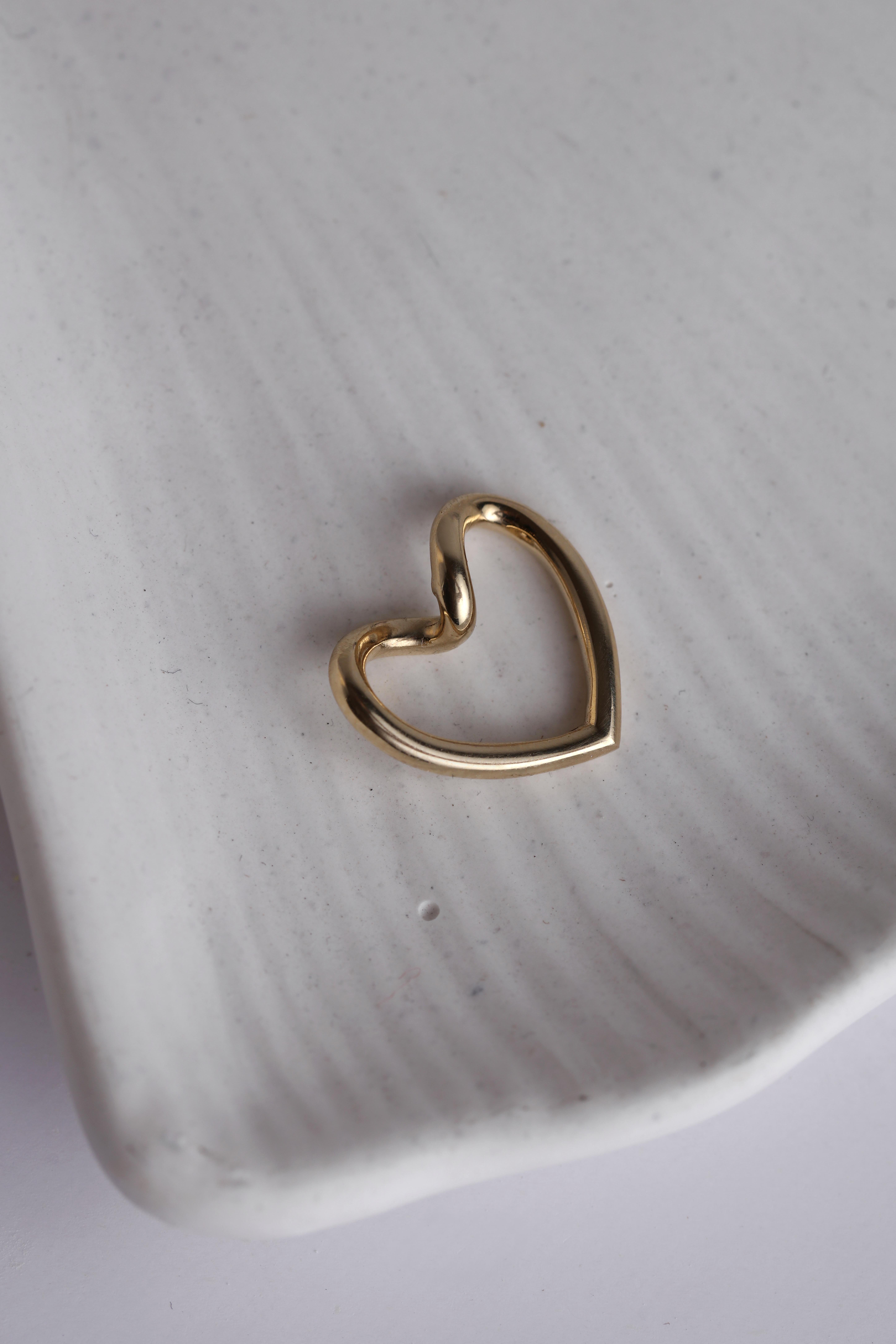  14 Ayar Altın İçi Boş Kalp Kolye Ucu