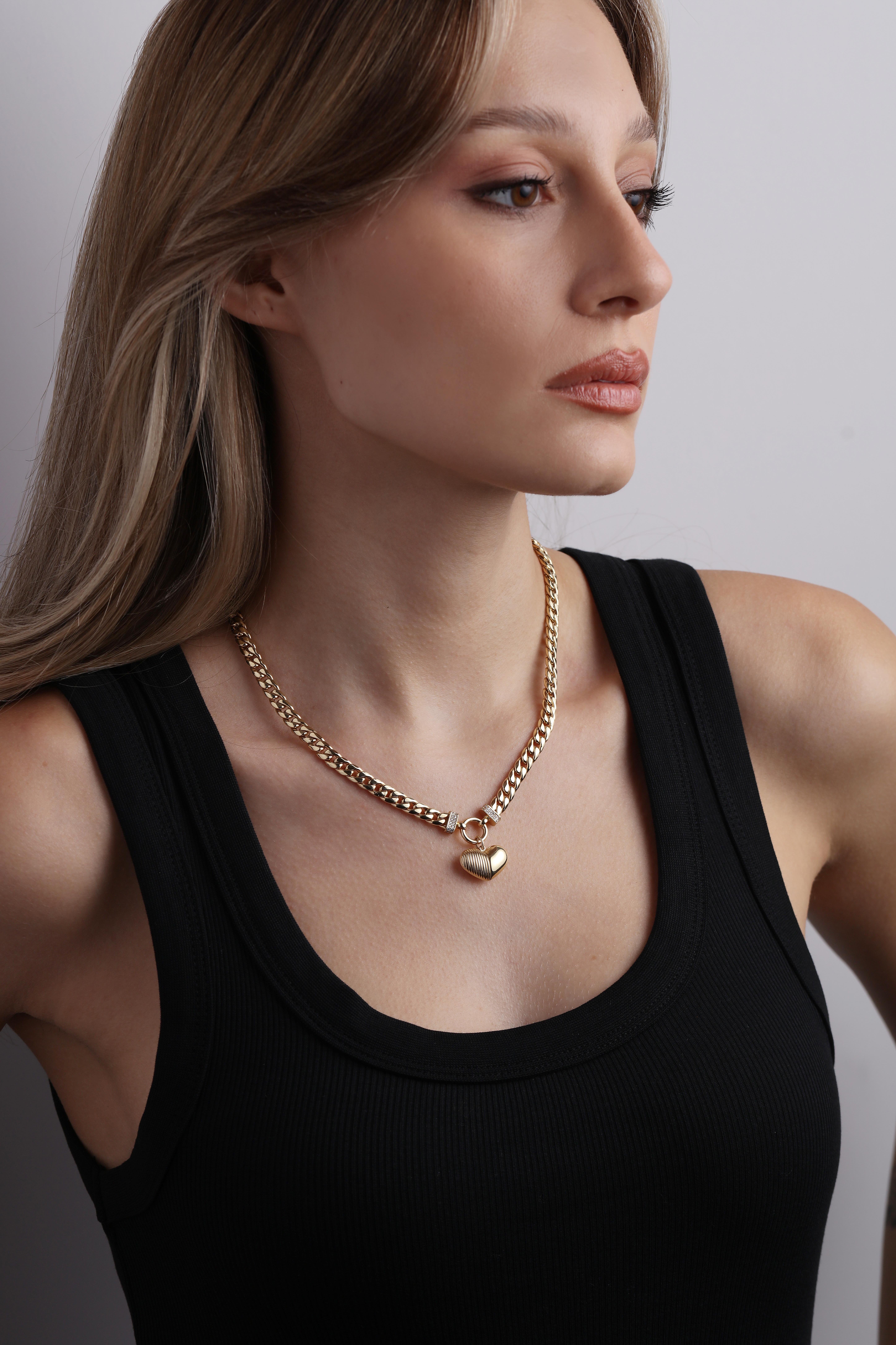  14 Ayar Altın Kalp Gurmet Kolye