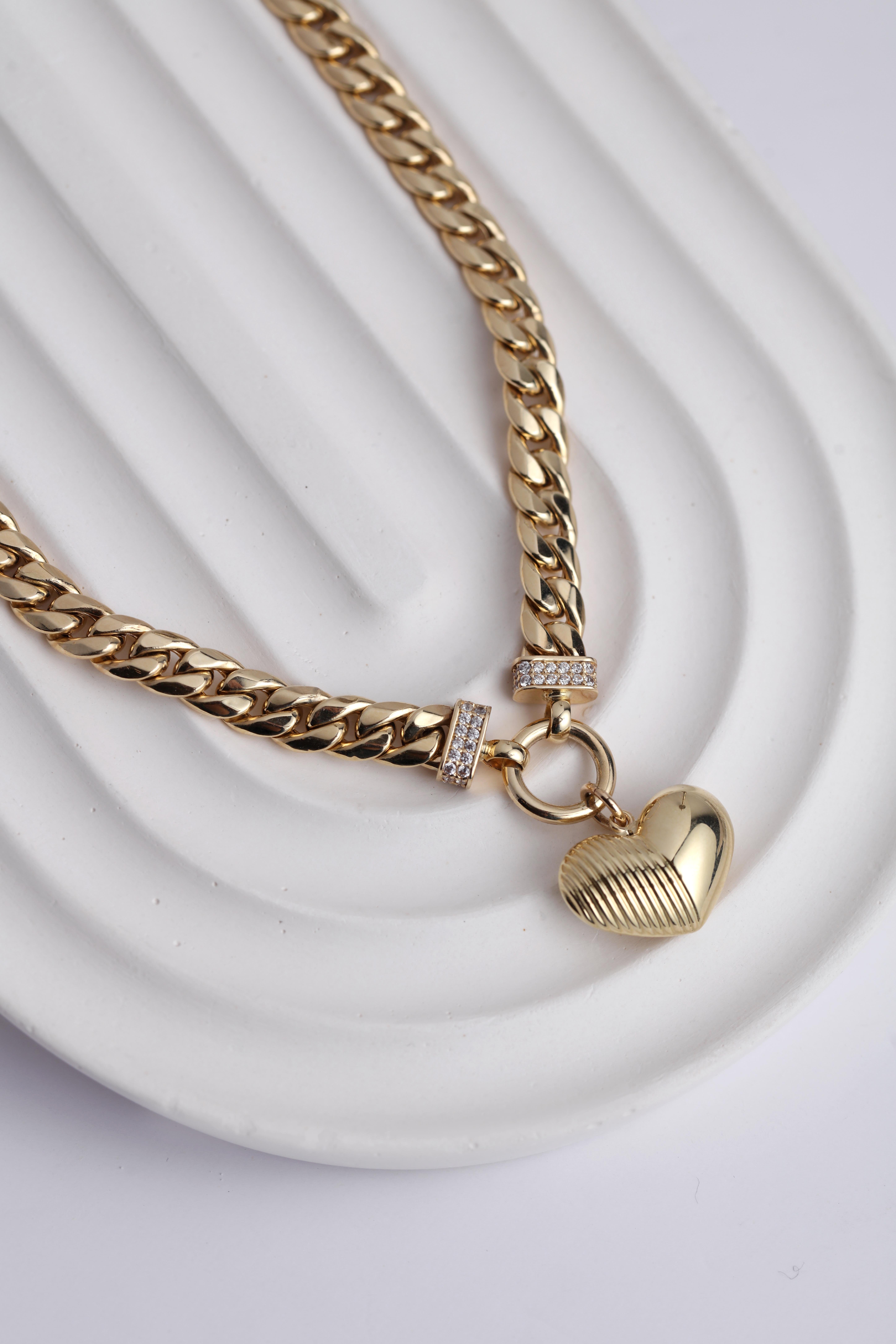  14 Ayar Altın Kalp Gurmet Kolye