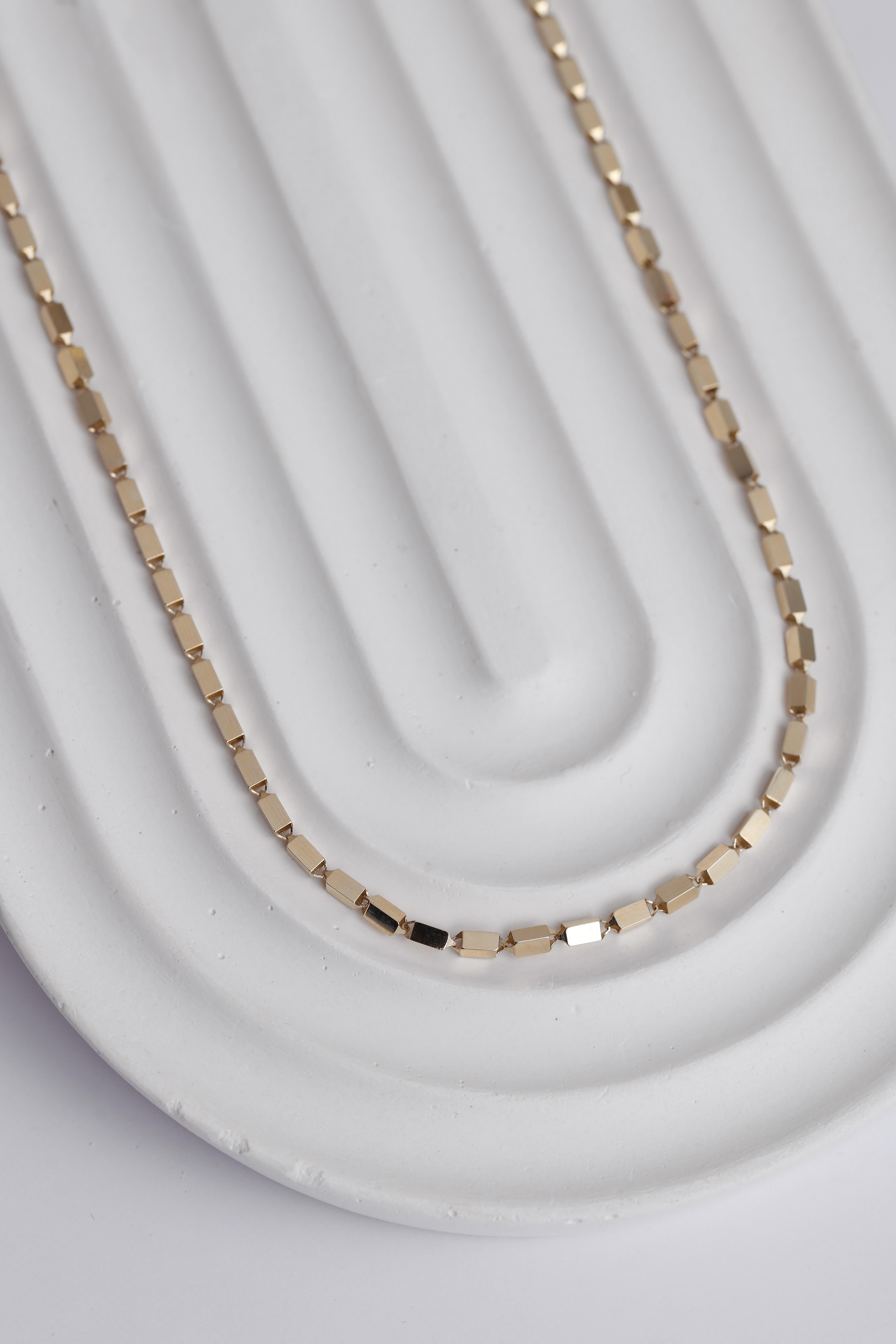  14 Ayar Altın Küp Zincir Kolye