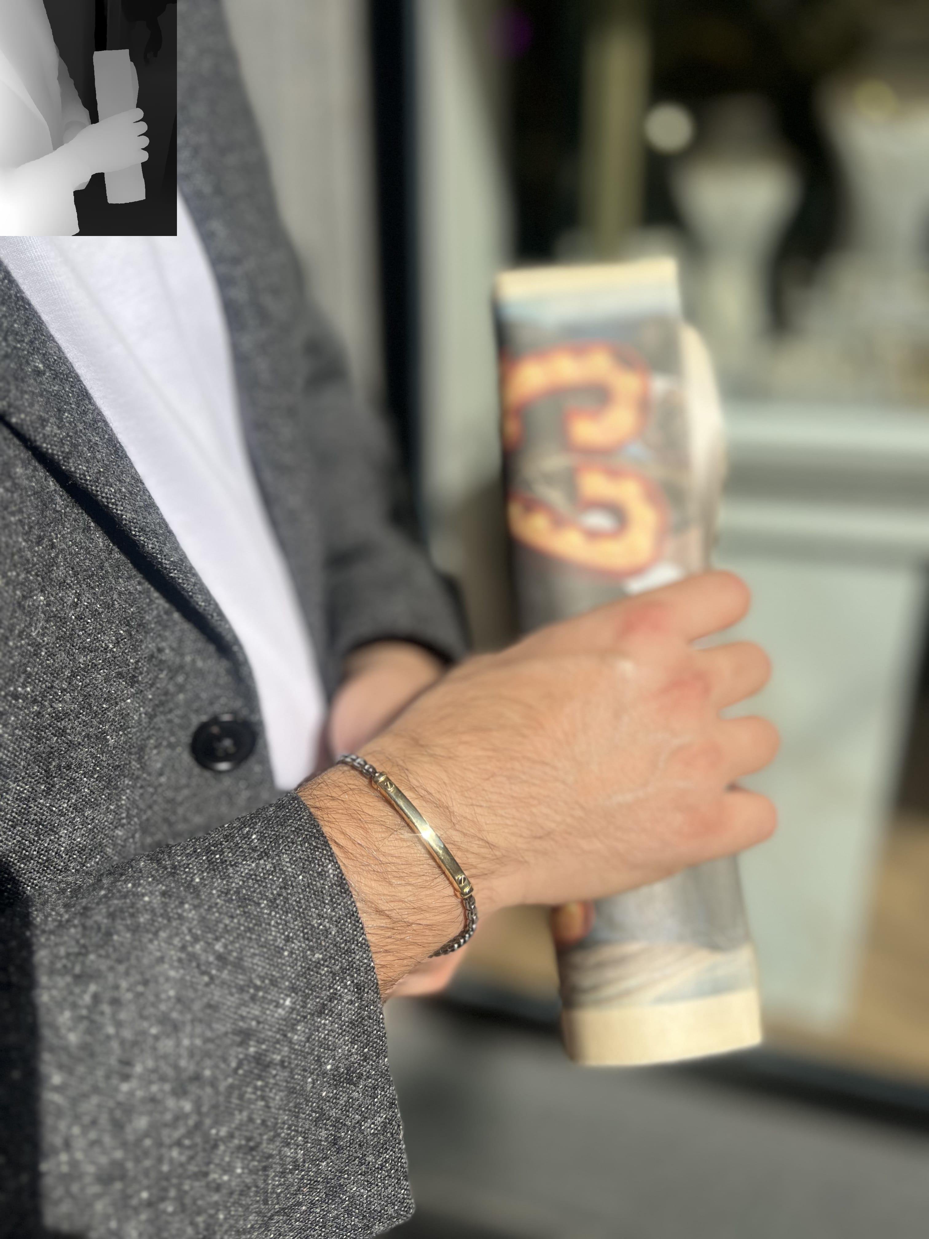  14 Ayar Altın Plaka Detay Erkek Bileklik