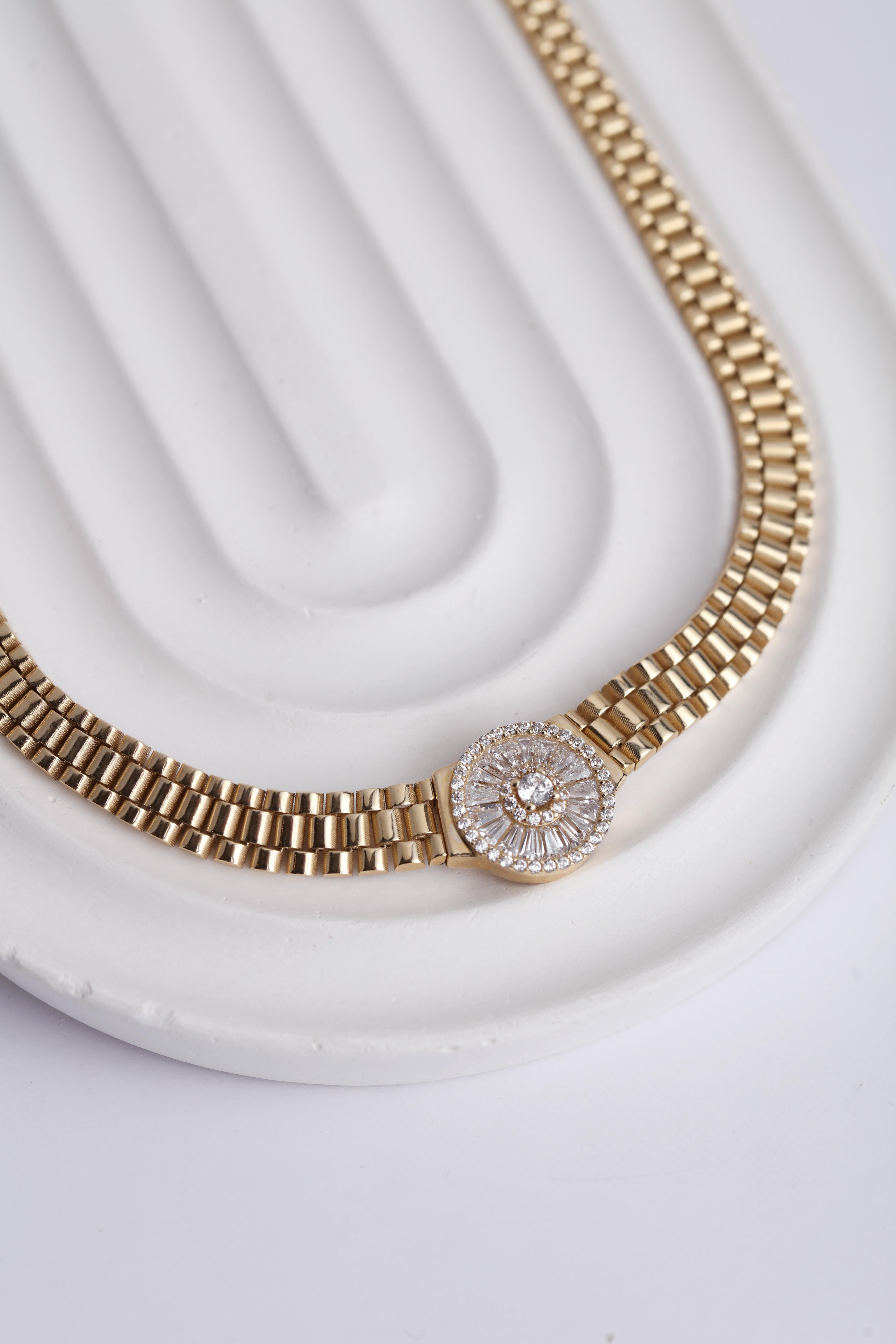  14 Ayar Altın Rolex Kolye