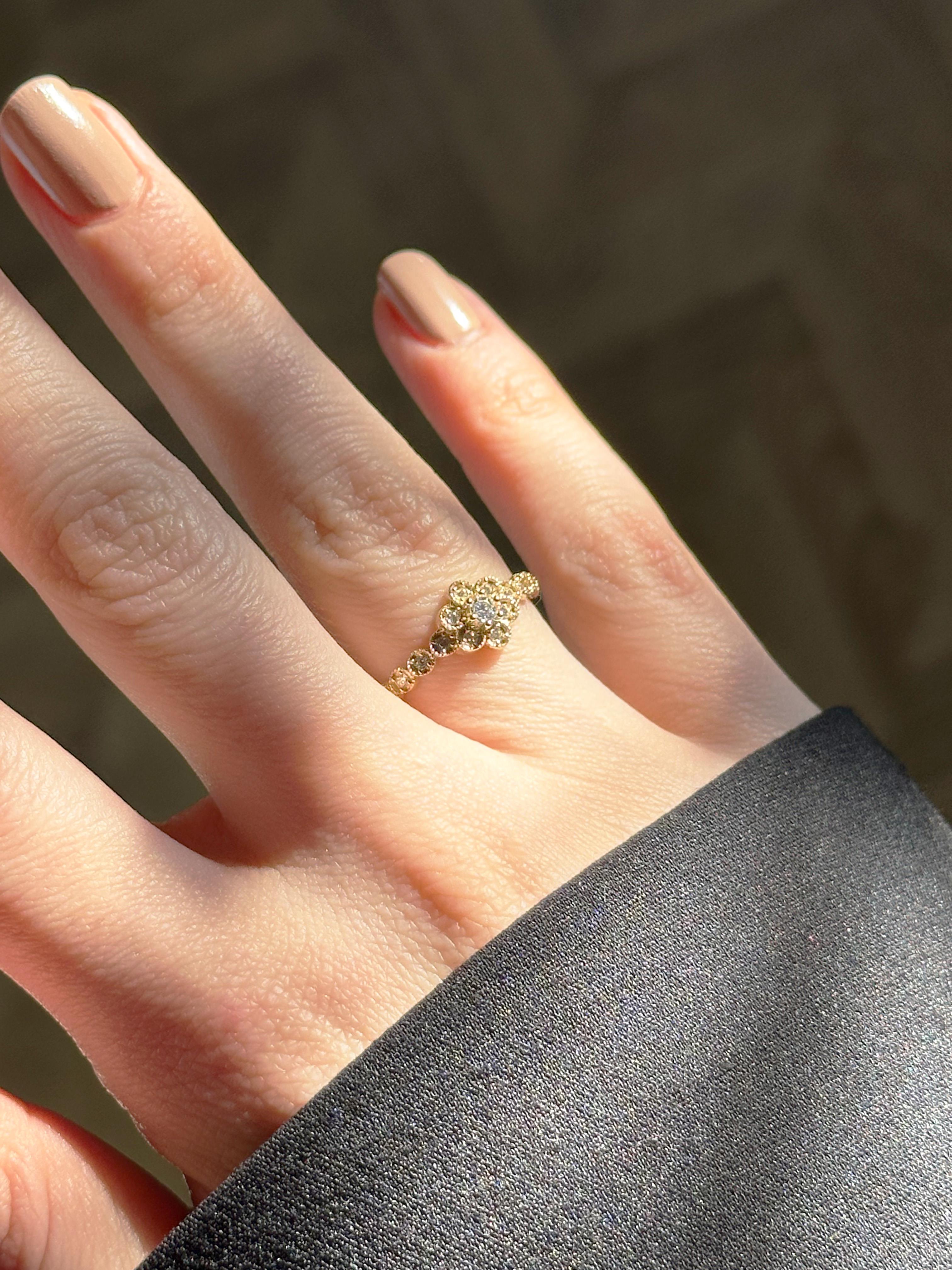 Turuncu Mineli Vintage Yüzük | Jewelina Store Altın Neva Yüzük