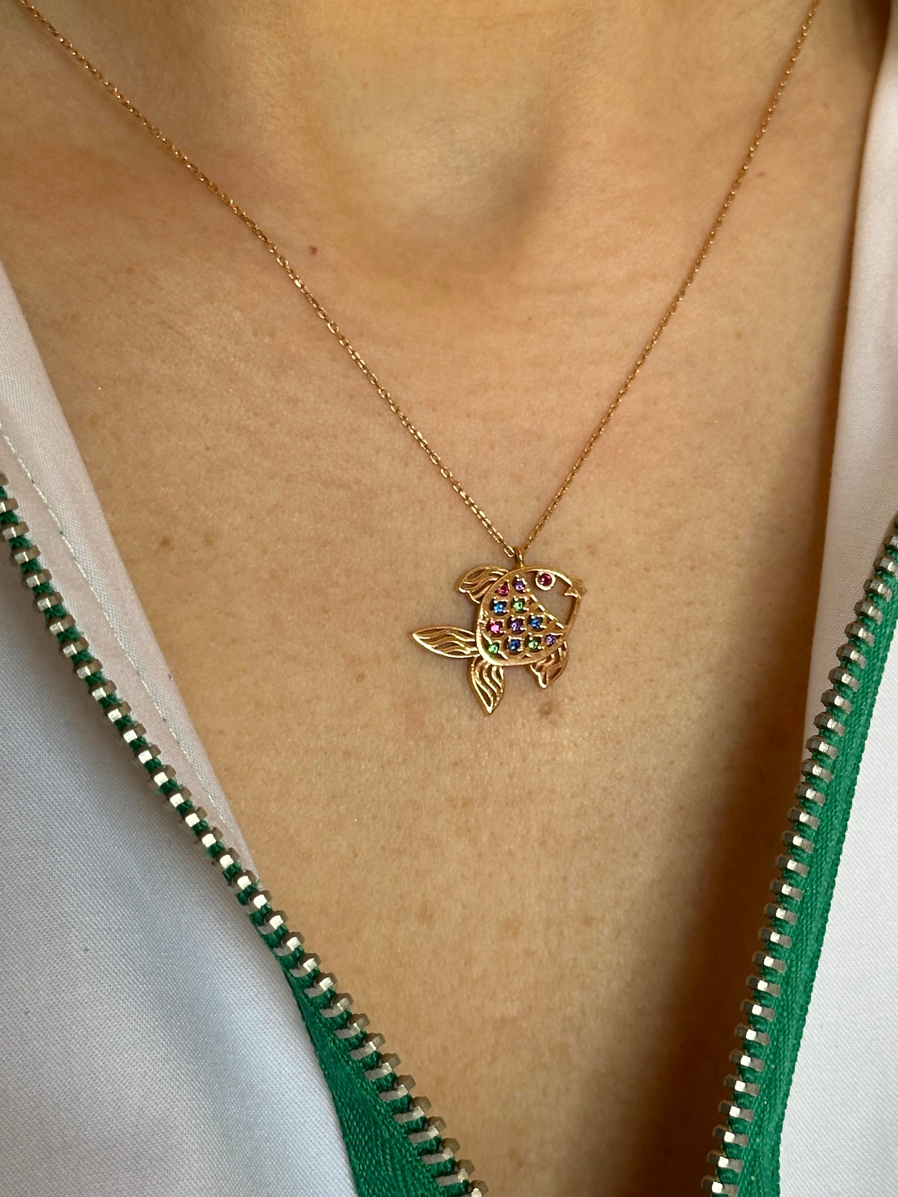 Renkli Balık Kolye | Jewelina Renkli Balık Kolye