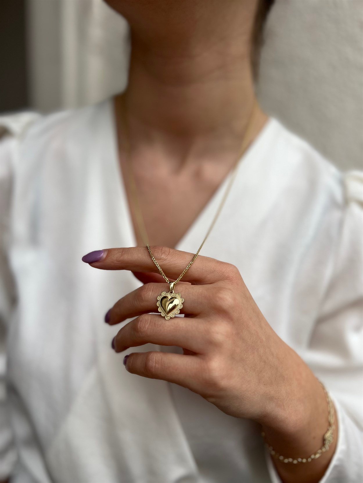 Kalp Kolye | Jewelina Rustik Kalp Kolye