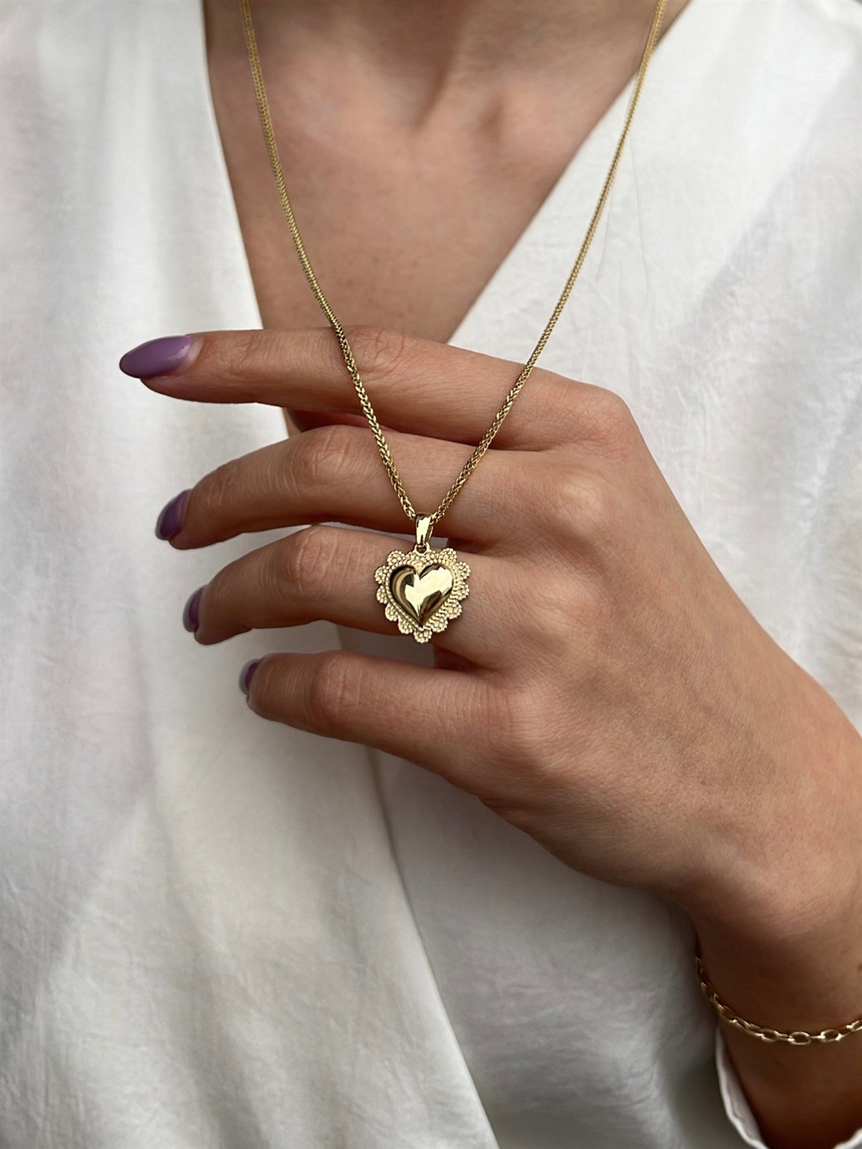 Kalp Kolye | Jewelina Rustik Kalp Kolye