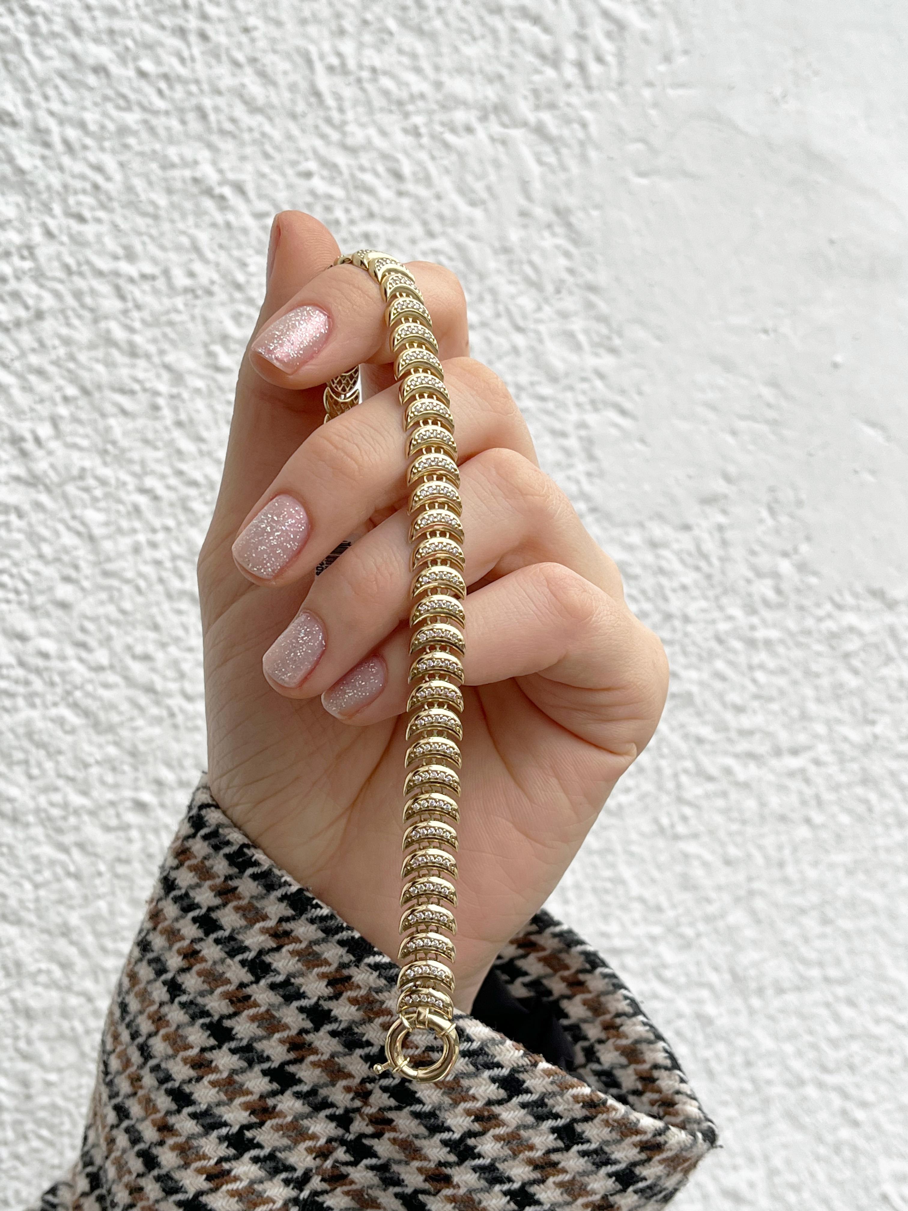 Sıralı Mavi Taşlı Bileklik | Jewelina Taşlı Modern Bileklik