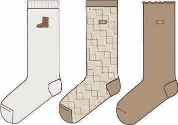 W UGG CLASSIC CREW 3 PACK CLASSIC BOOT / PLAID / SAND