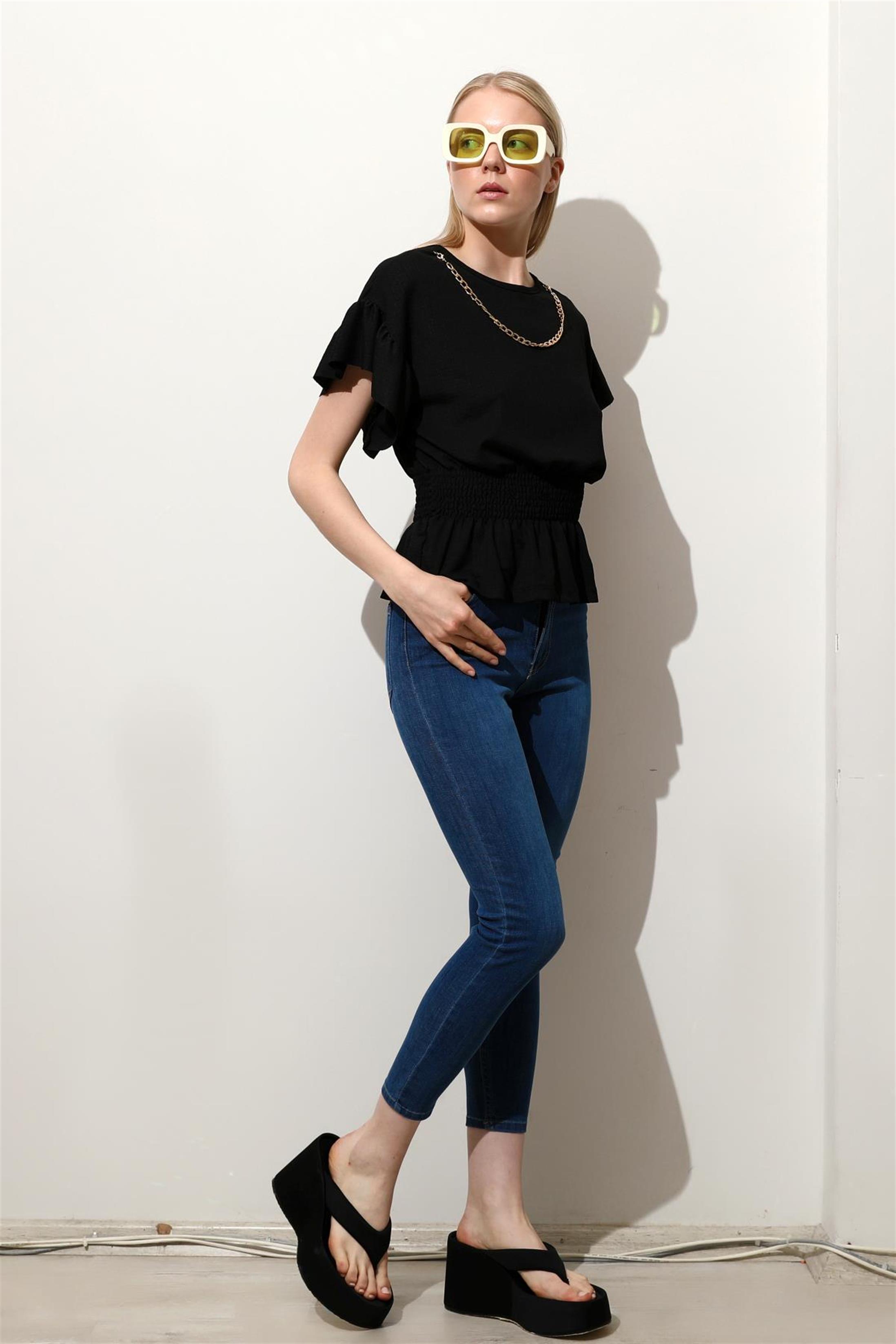 Kadın Yüksek Bel Dar Paça Slim Fit Denim Jean Pantolon