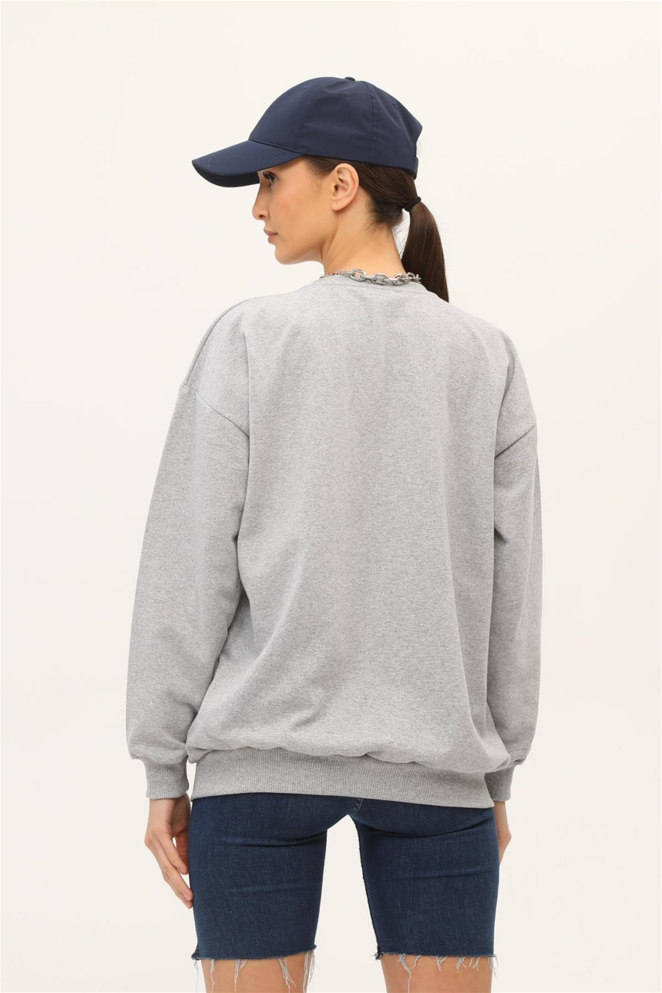 Kadın Berkeley Baskılı İki İplik Gri Sweatshirt