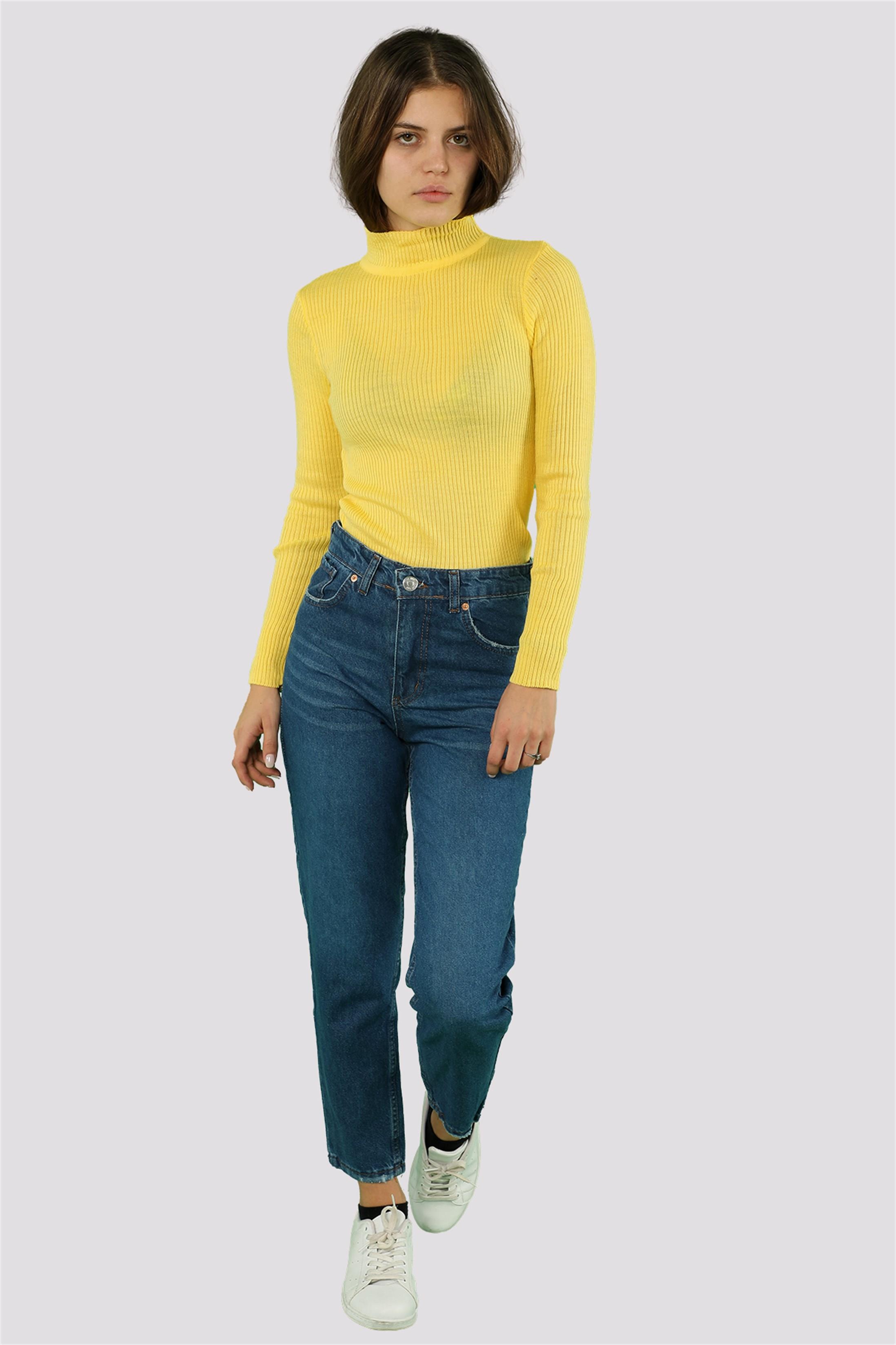 Kadın Yarım Balıkçı Fitilli Triko Kazak