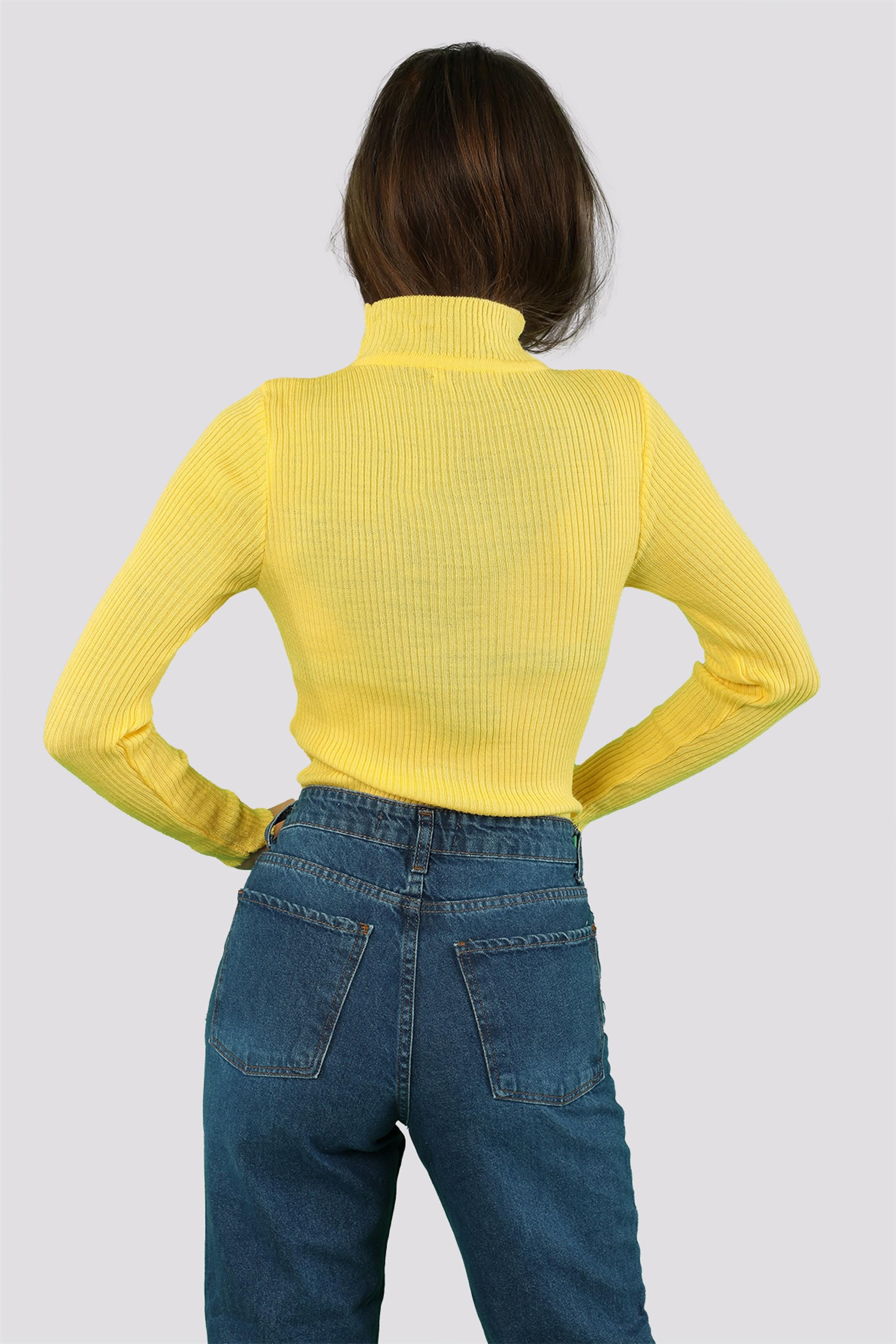 Kadın Yarım Balıkçı Fitilli Triko Kazak