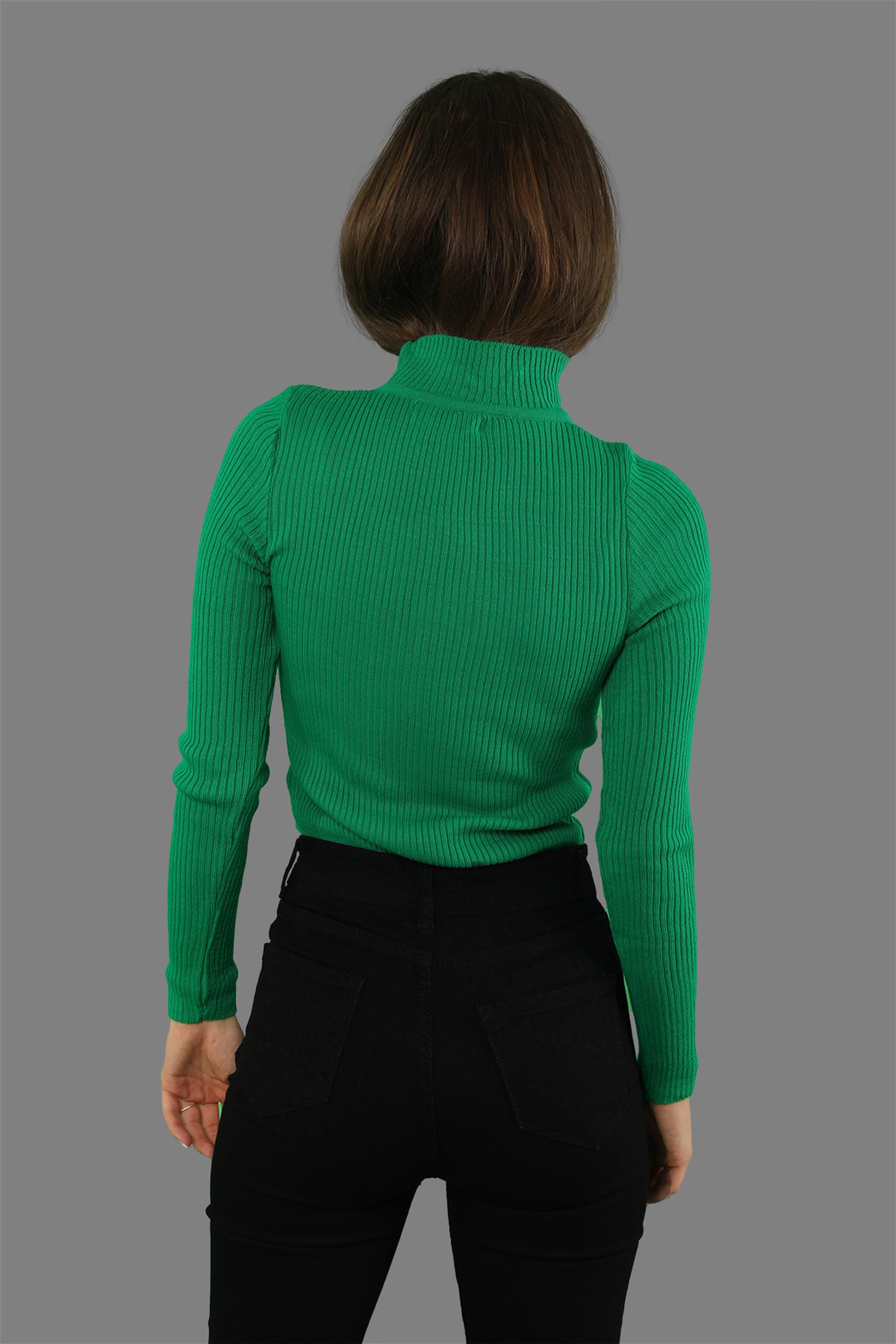 Kadın Yarım Balıkçı Fitilli Triko Kazak