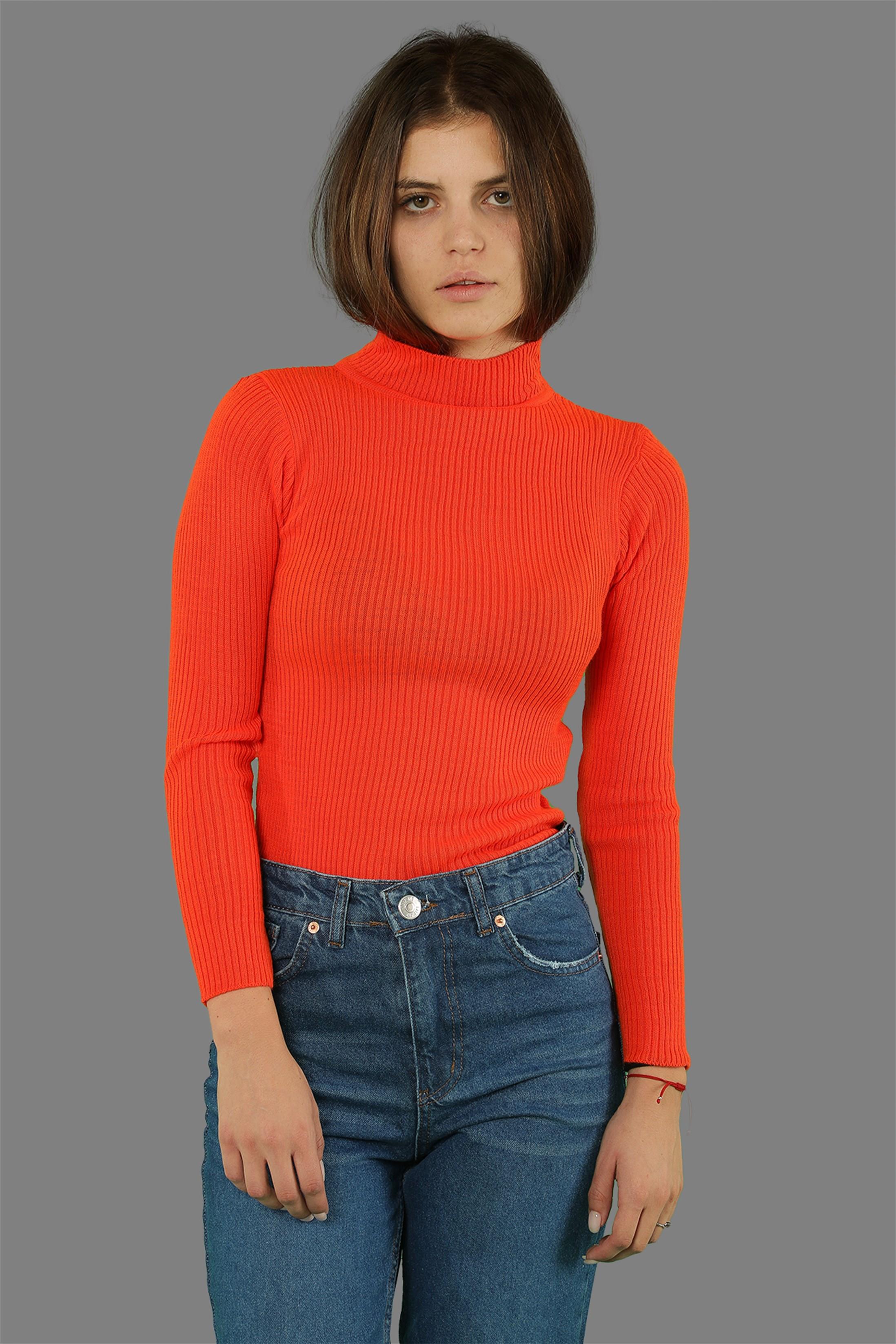 Kadın Yarım Balıkçı Fitilli Triko Kazak