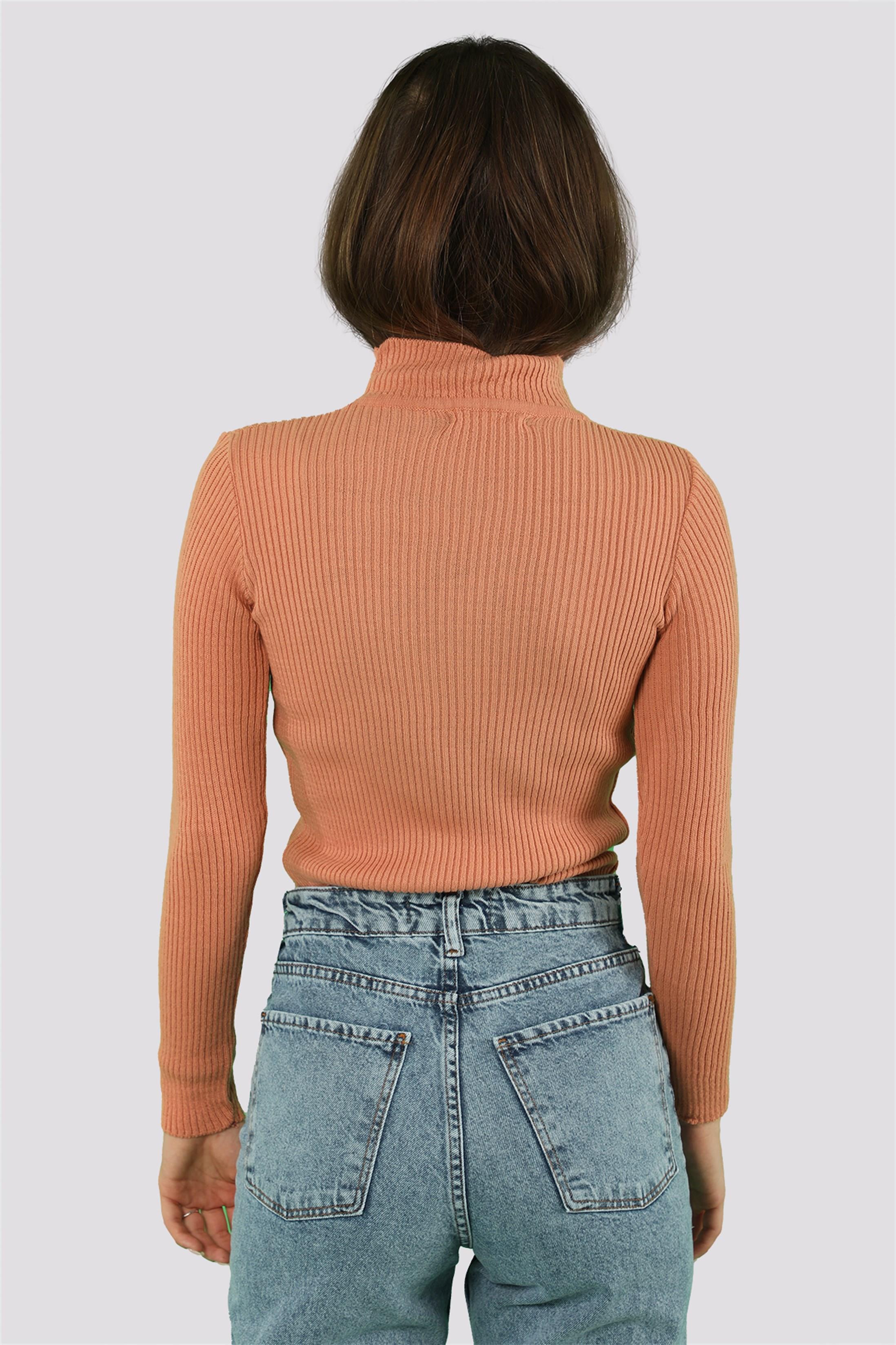 Kadın Yarım Balıkçı Fitilli Triko Kazak