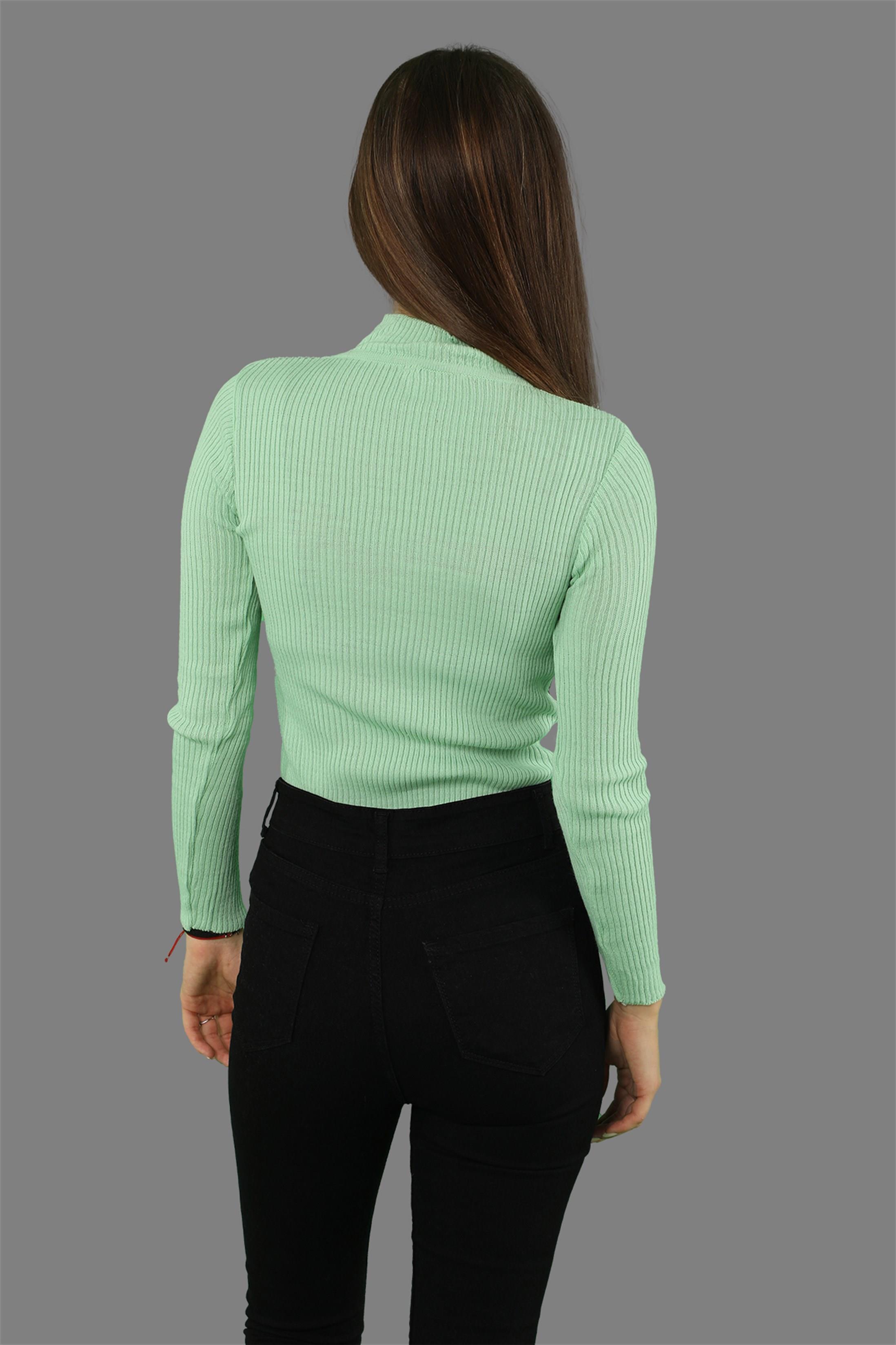 Kadın Yarım Balıkçı Fitilli Triko Kazak