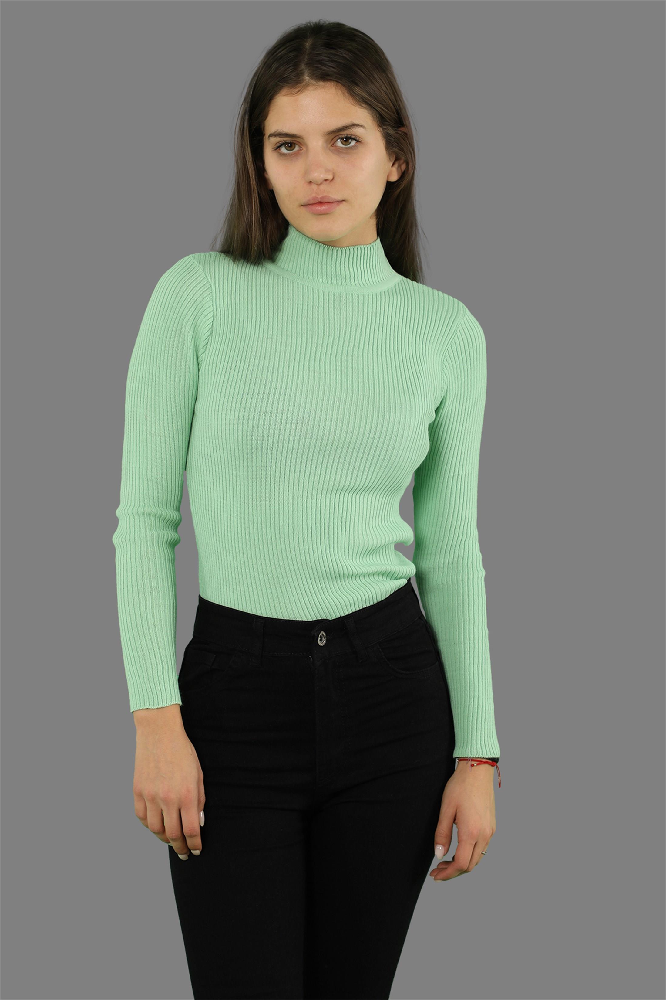 Kadın Yarım Balıkçı Fitilli Triko Kazak