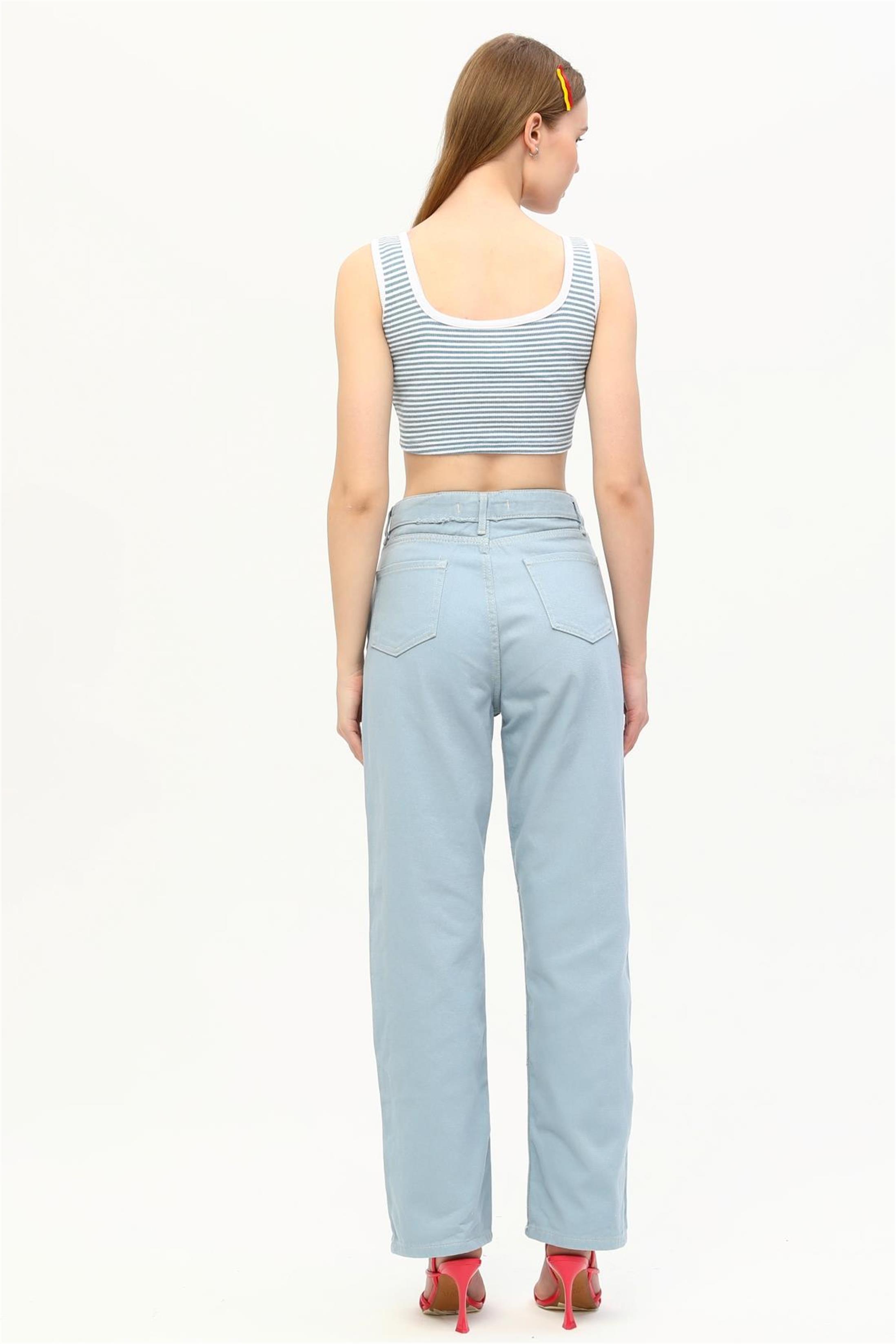 Yüksek Bel Salaş Denim Jean Pantolon