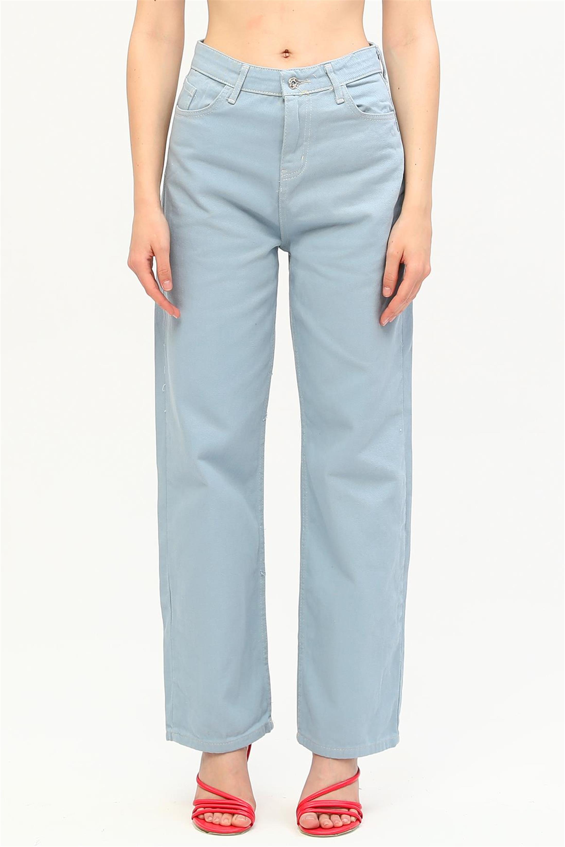 Yüksek Bel Salaş Denim Jean Pantolon