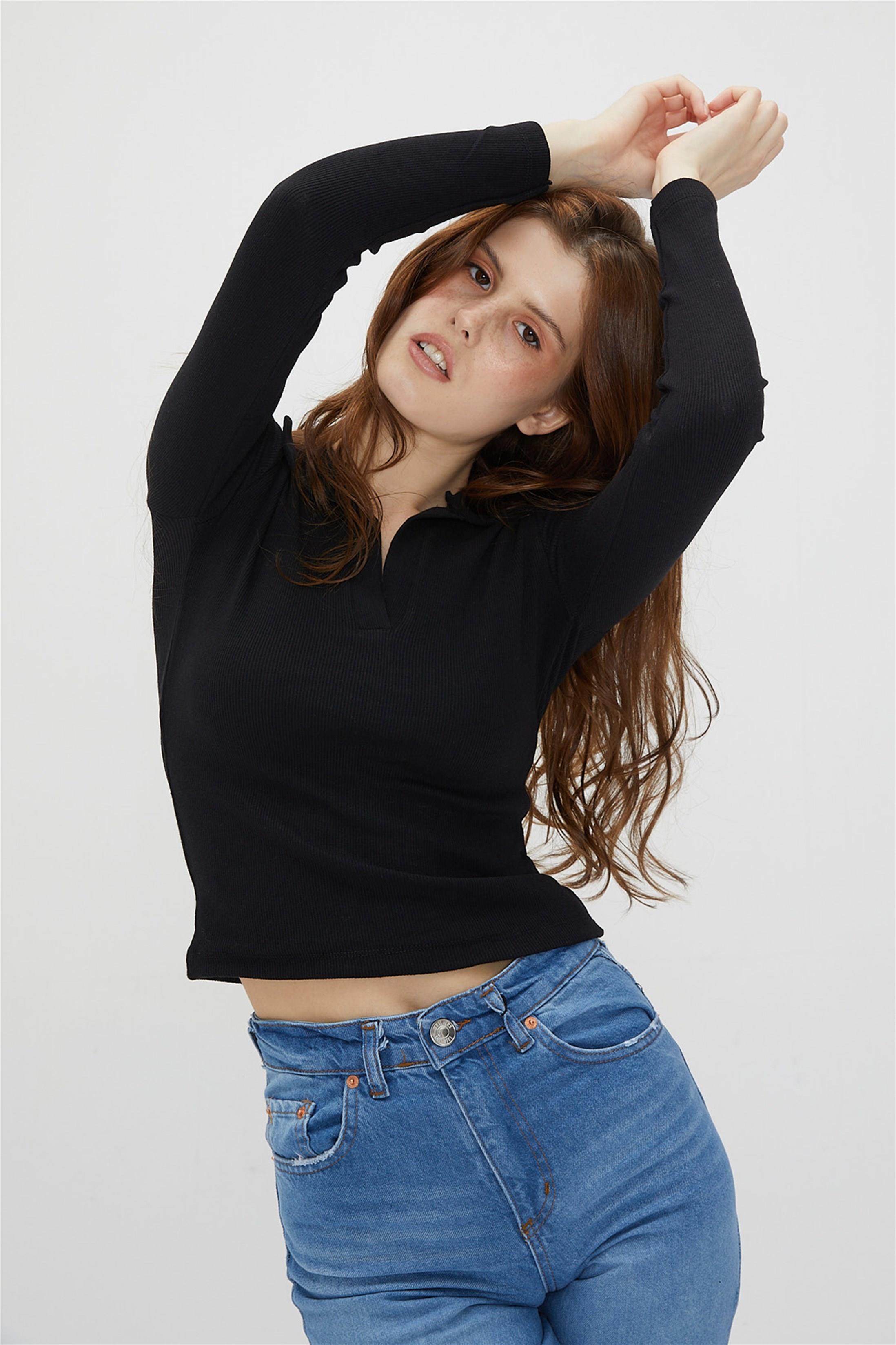 Kadın Gömlek Yaka Kaşkorse Body bluz