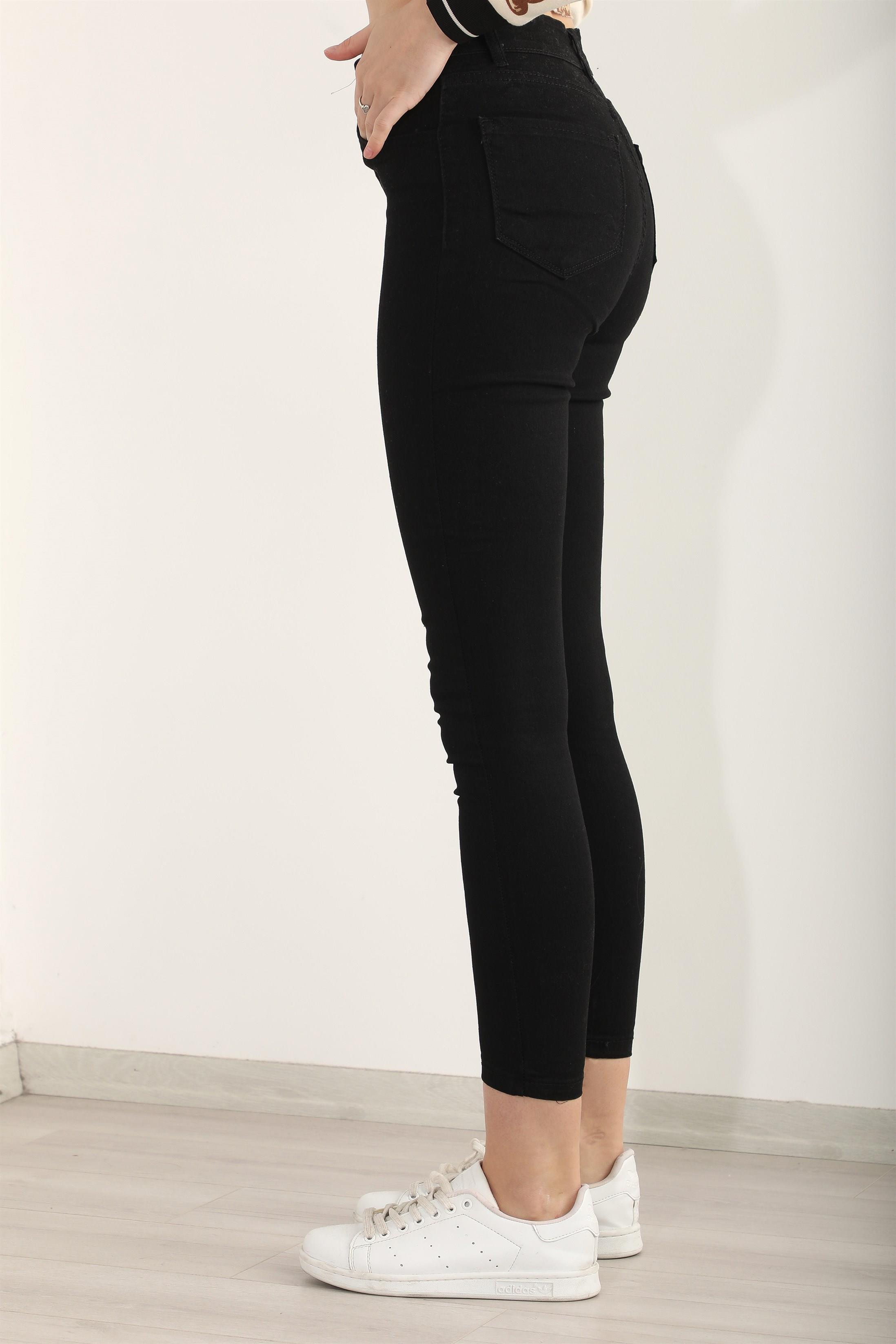 Kadın Yüksek Bel Likralı Slim Fit Denim Jean Kot Pantolon