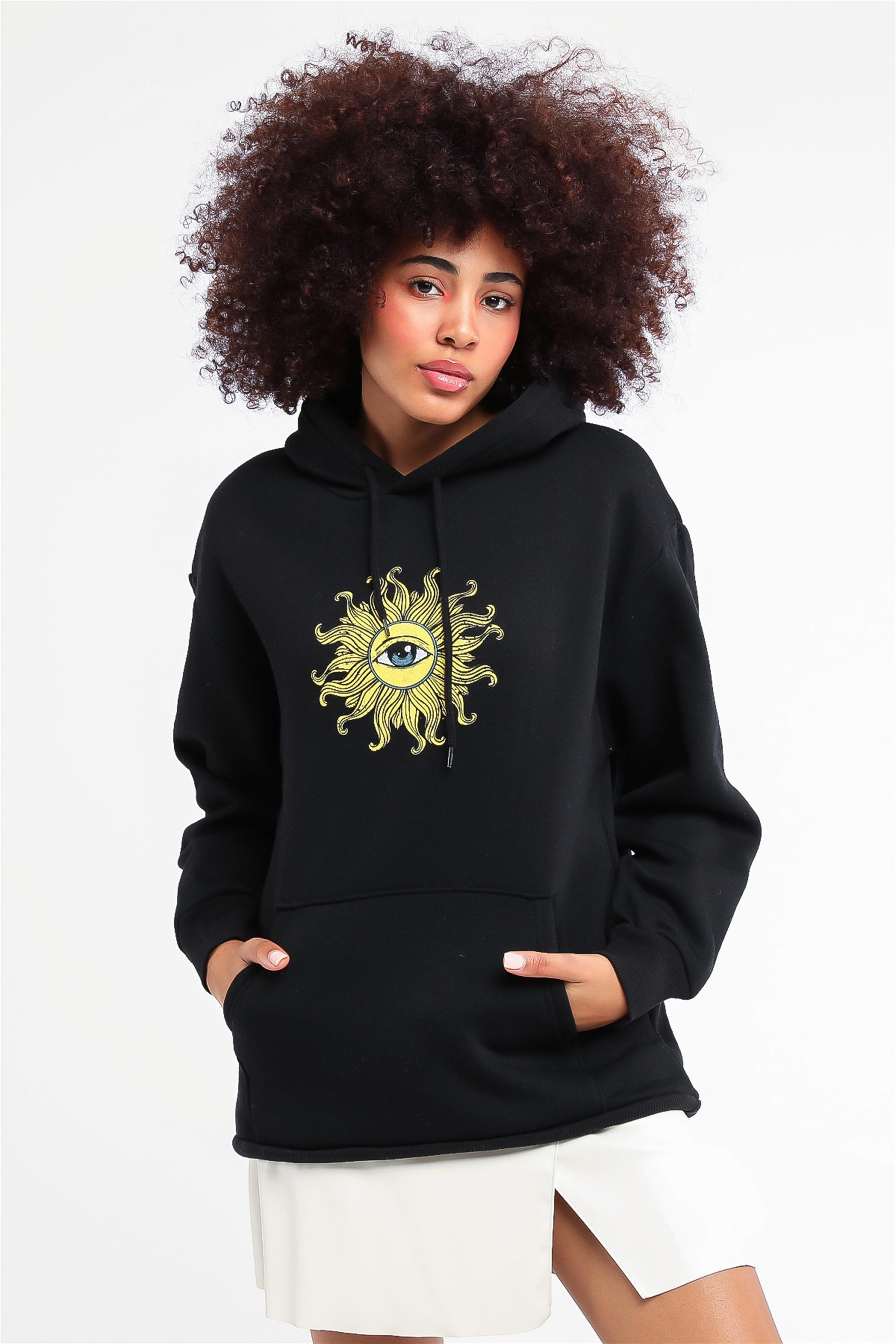 Kadın Arkası Chosen Baskılı Kapüşonlu Sweatshirt