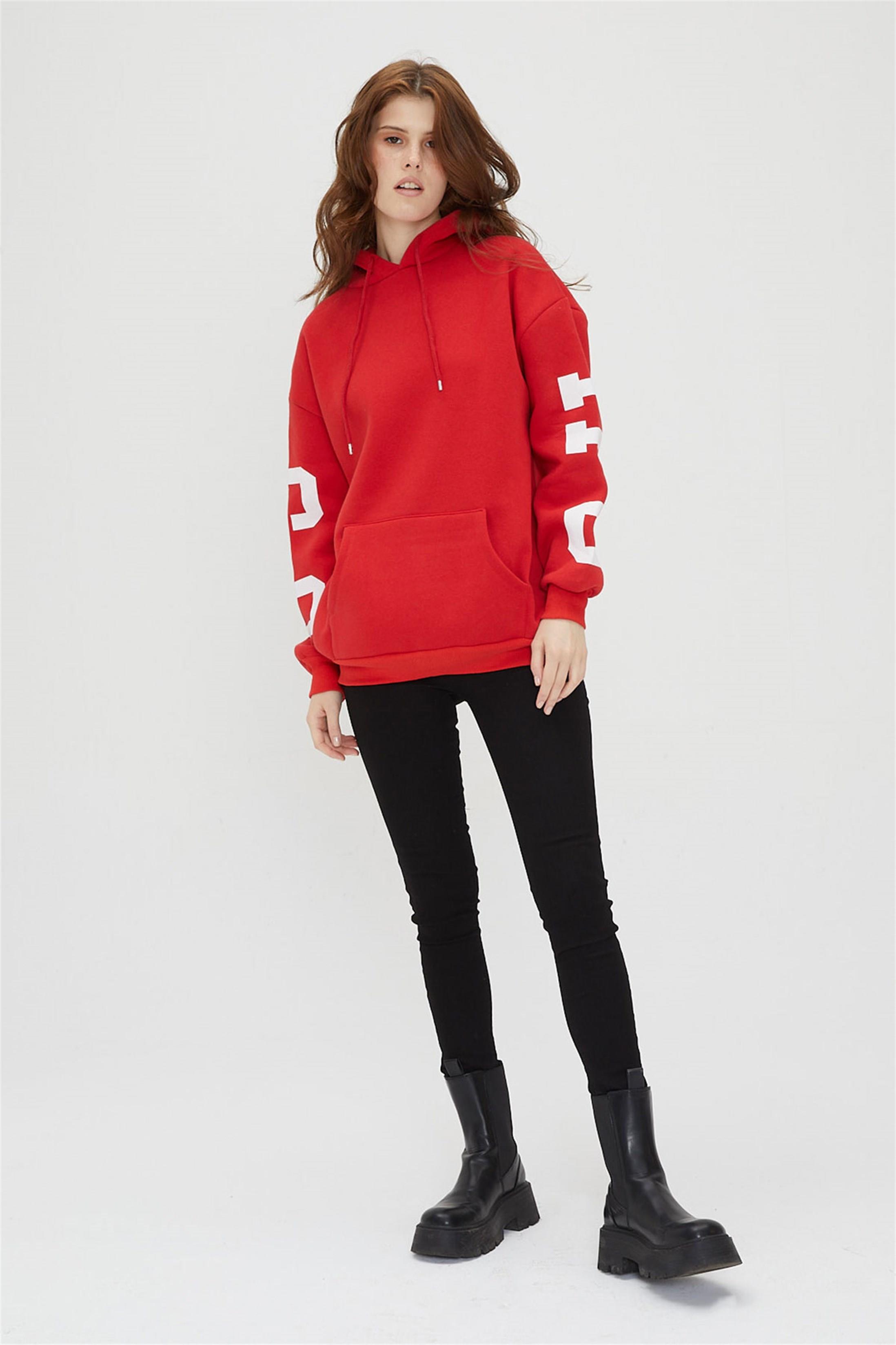 Kadın Chicago Baskılı Kapüşonlu Sweatshirt