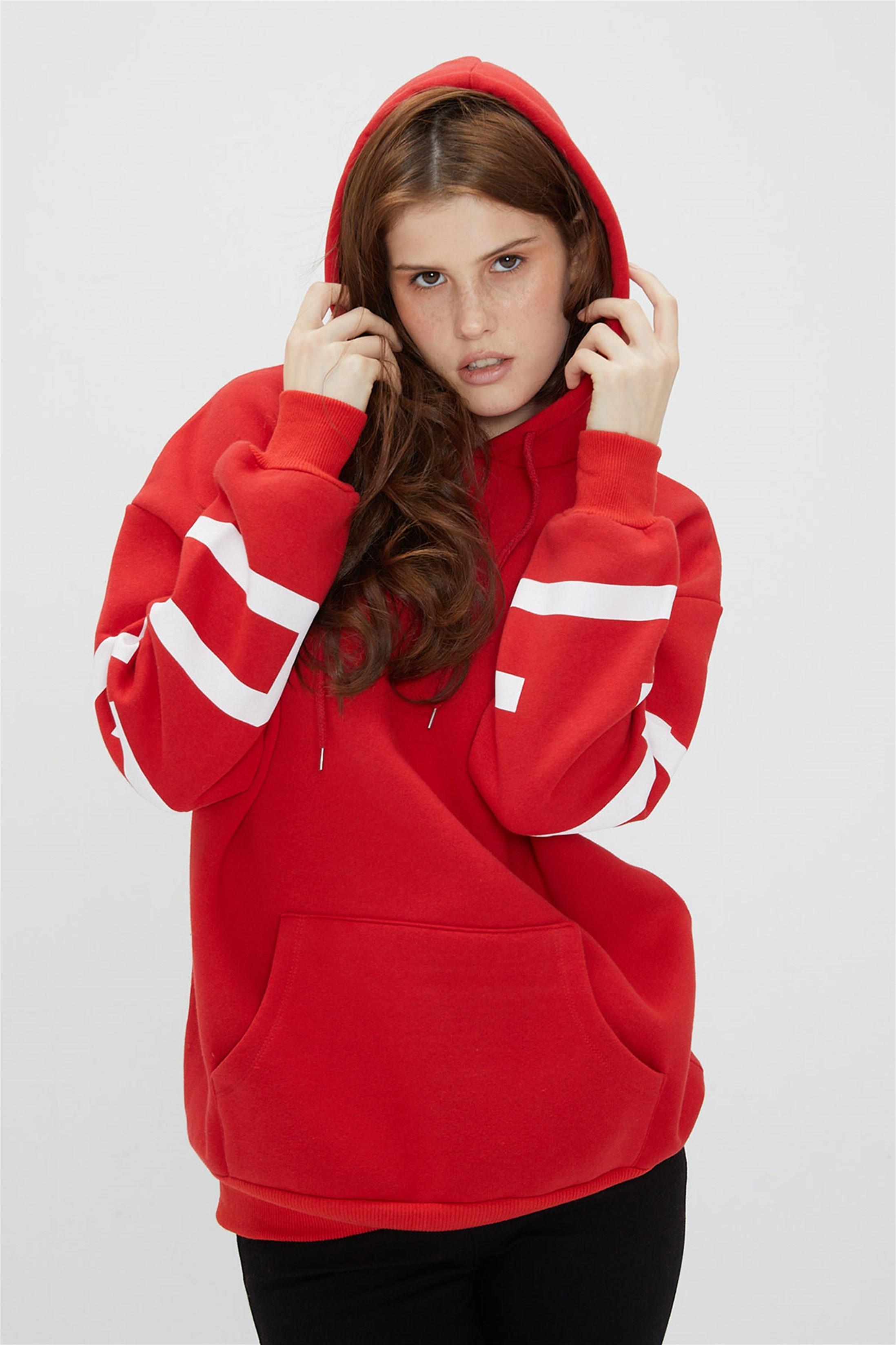 Kadın Chicago Baskılı Kapüşonlu Sweatshirt