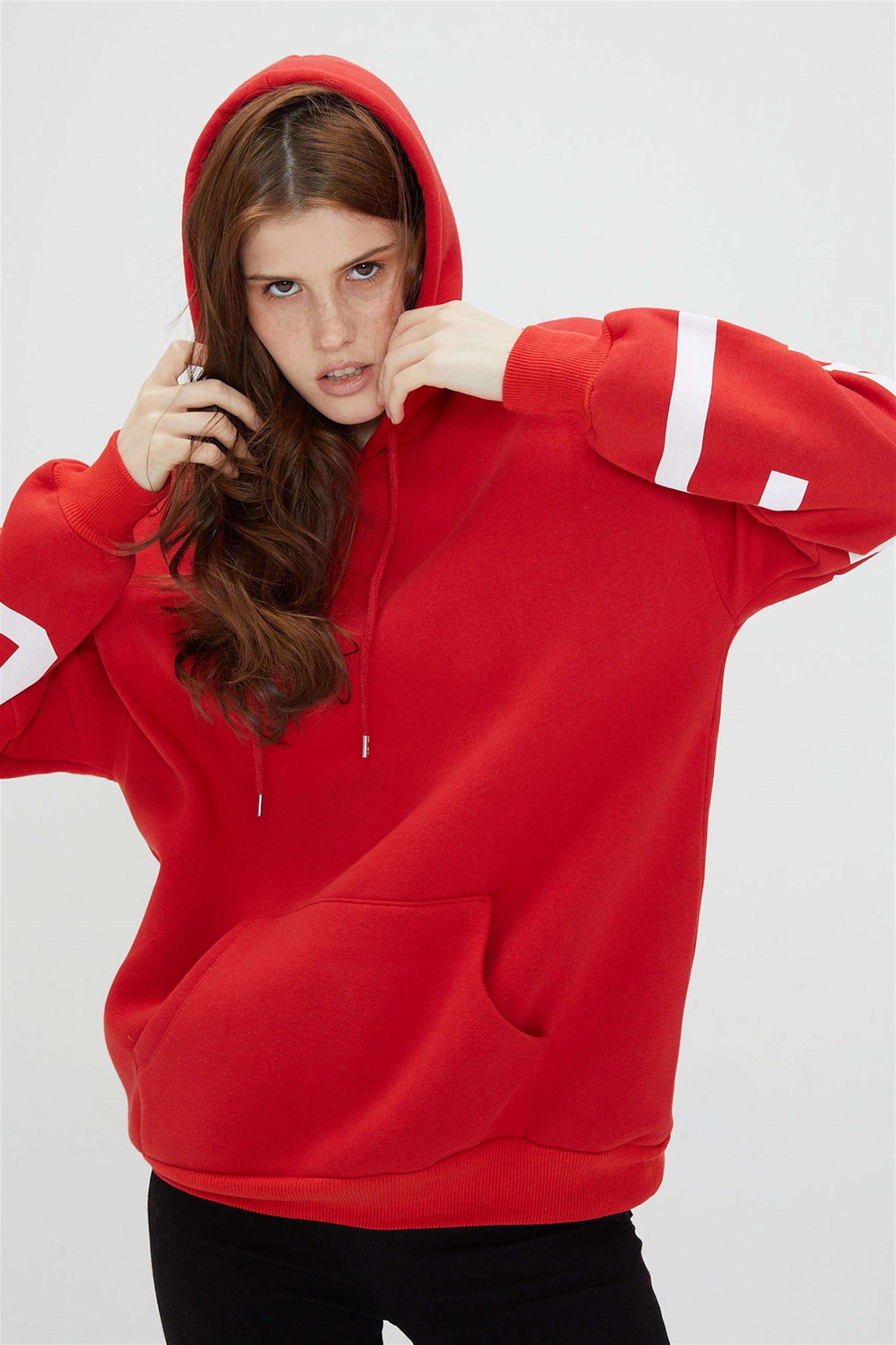 Kadın Chicago Baskılı Kapüşonlu Sweatshirt