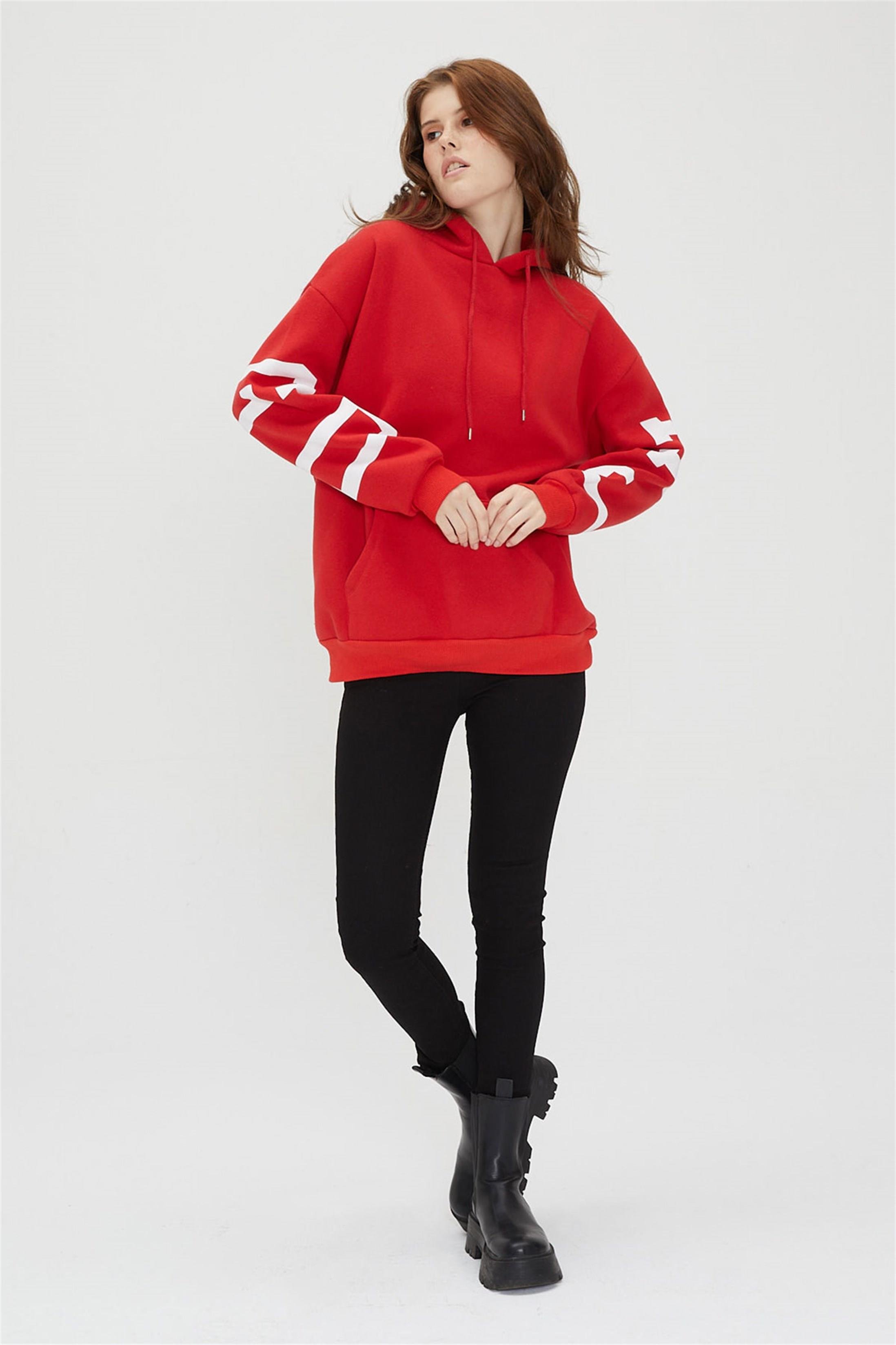 Kadın Chicago Baskılı Kapüşonlu Sweatshirt