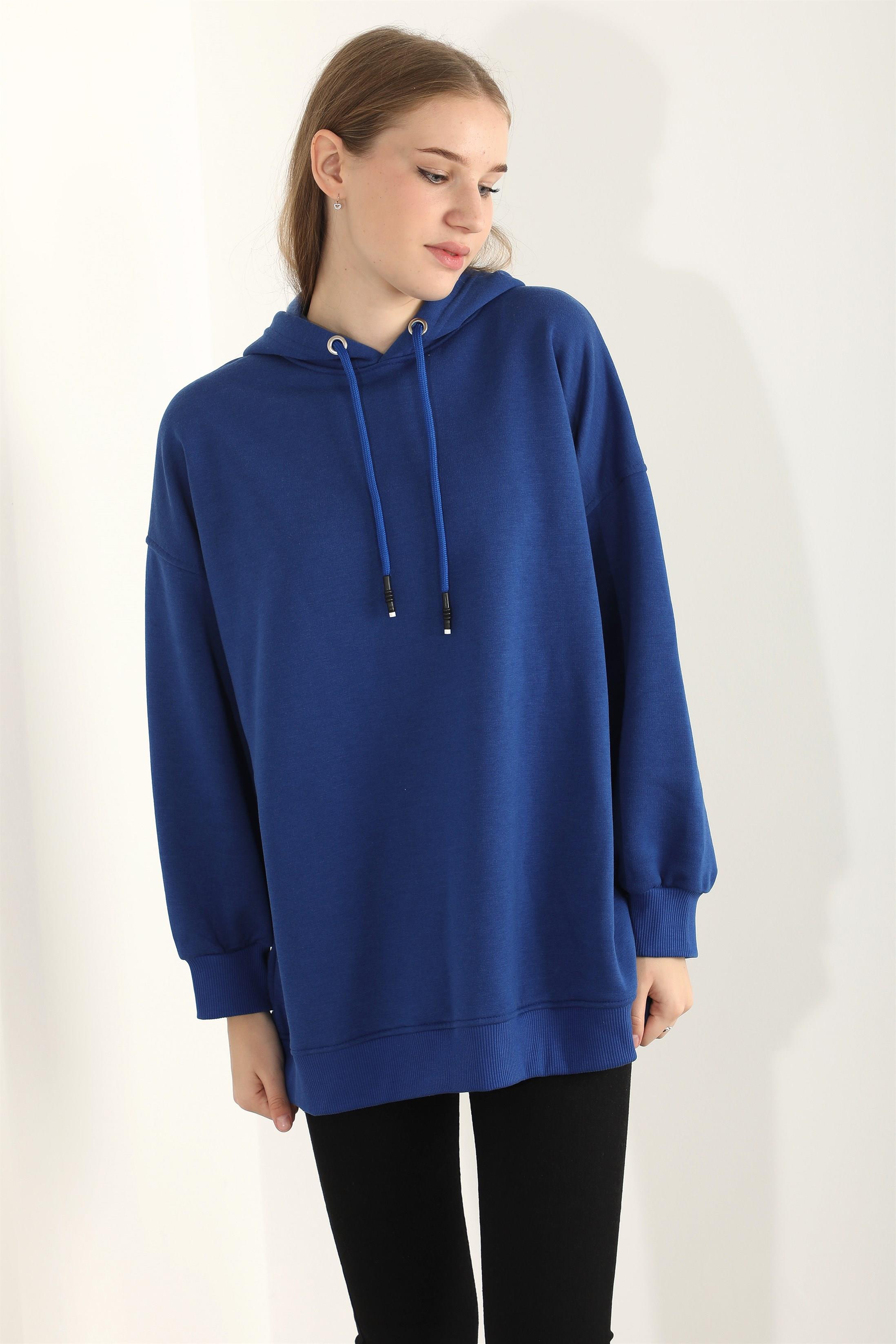 Kadın Basic Kordonlu Kapüşonlu Sweatshirt