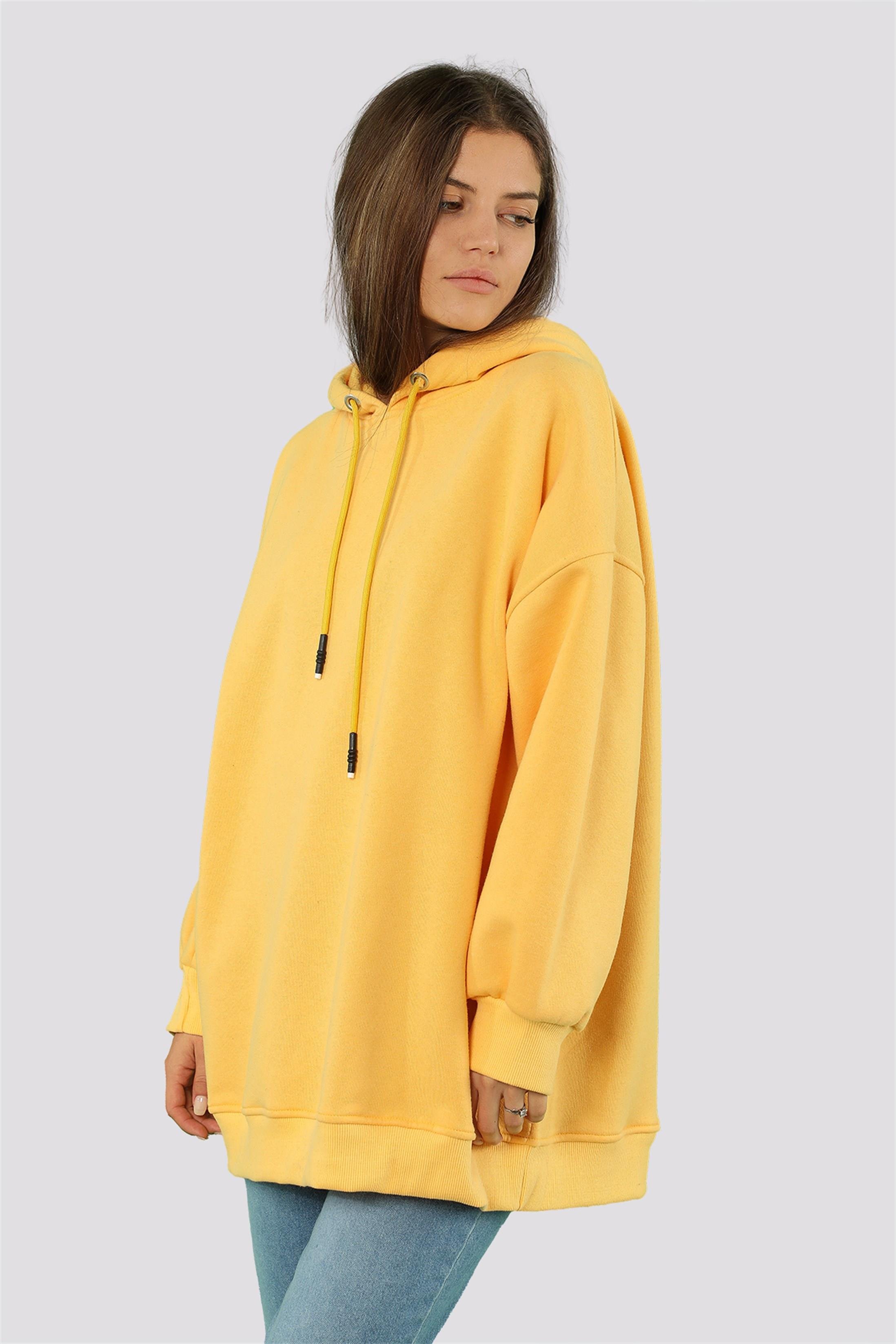 Kadın Basic Kordonlu Kapüşonlu Sweatshirt