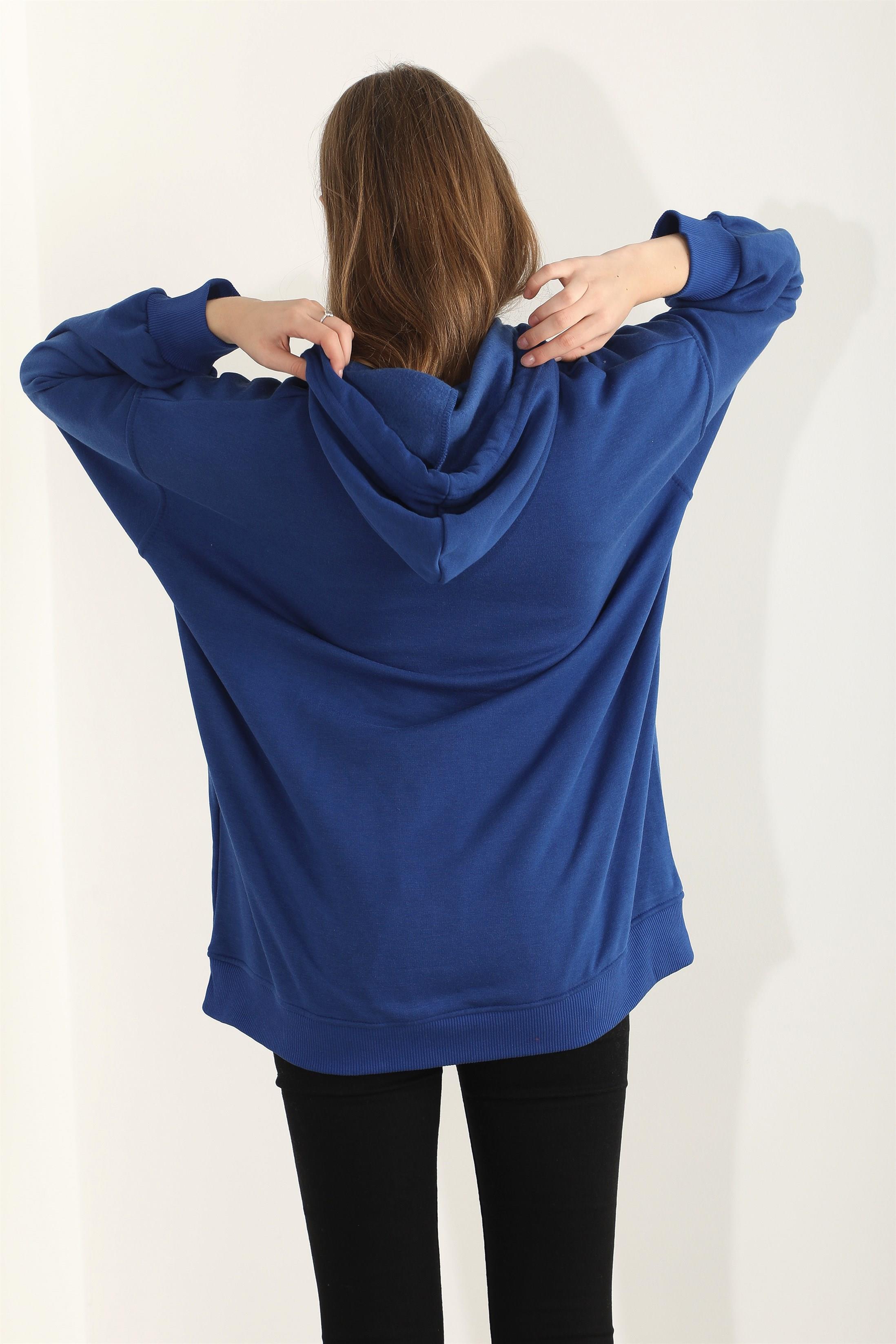 Kadın Basic Kordonlu Kapüşonlu Sweatshirt