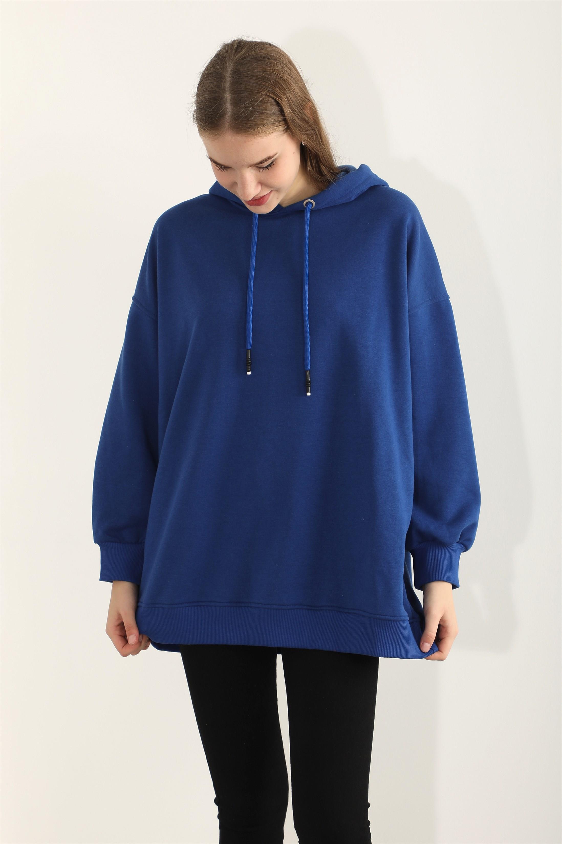 Kadın Basic Kordonlu Kapüşonlu Sweatshirt